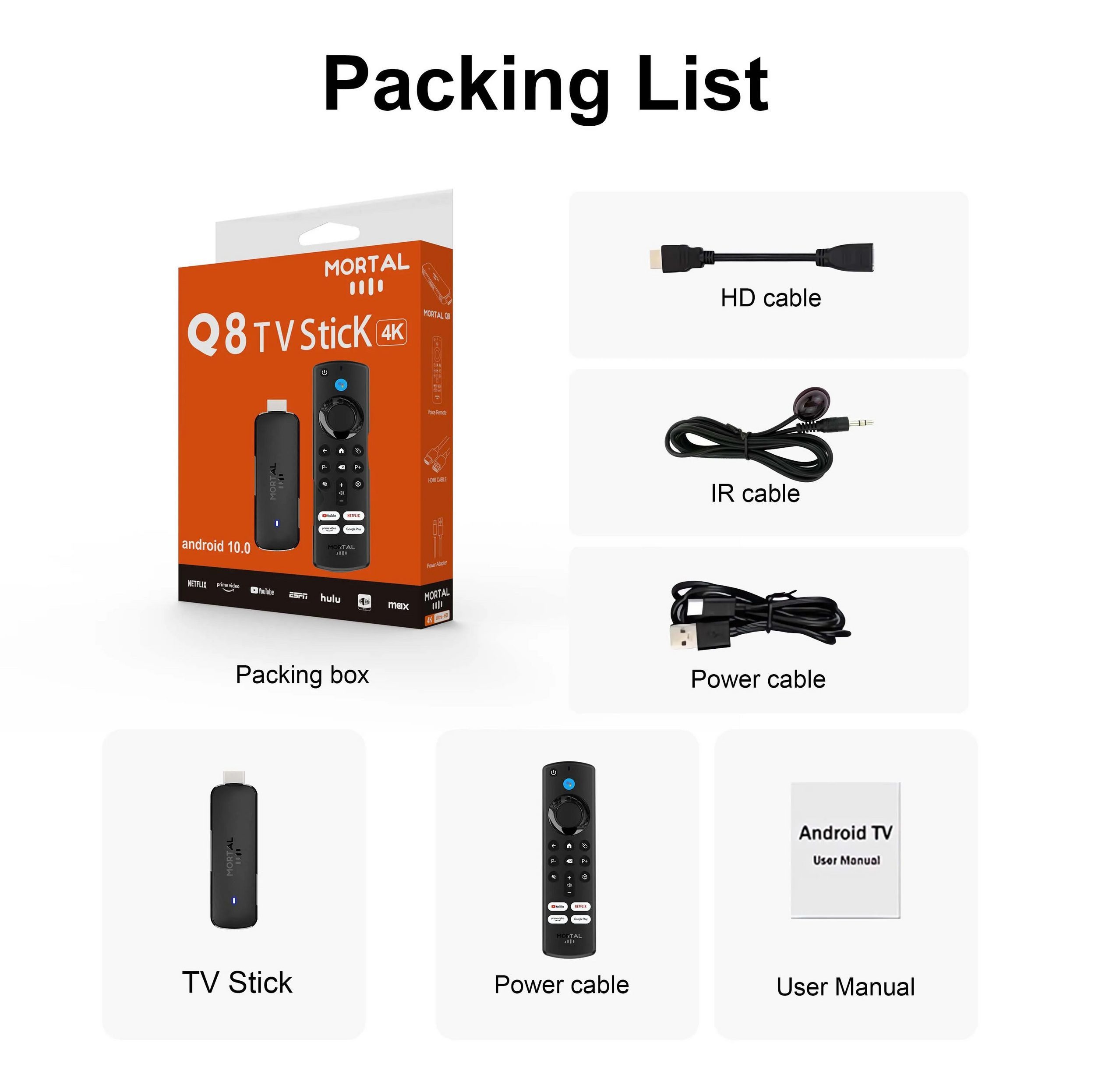 Athlix Streaming-Stick Mortal Q8 Streaming Stick Heimkino Media Player TV Stick Android 14.0, 4K UHD, WiFi 6, 16 GB Speicher, Quad-Core-Prozessor – Bild 5 von 5