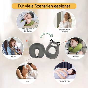 Caterize Nackenhörnchen Kinder Reisekissen - 2-in-1 verformbares Nackenkissen, weiches Kissen