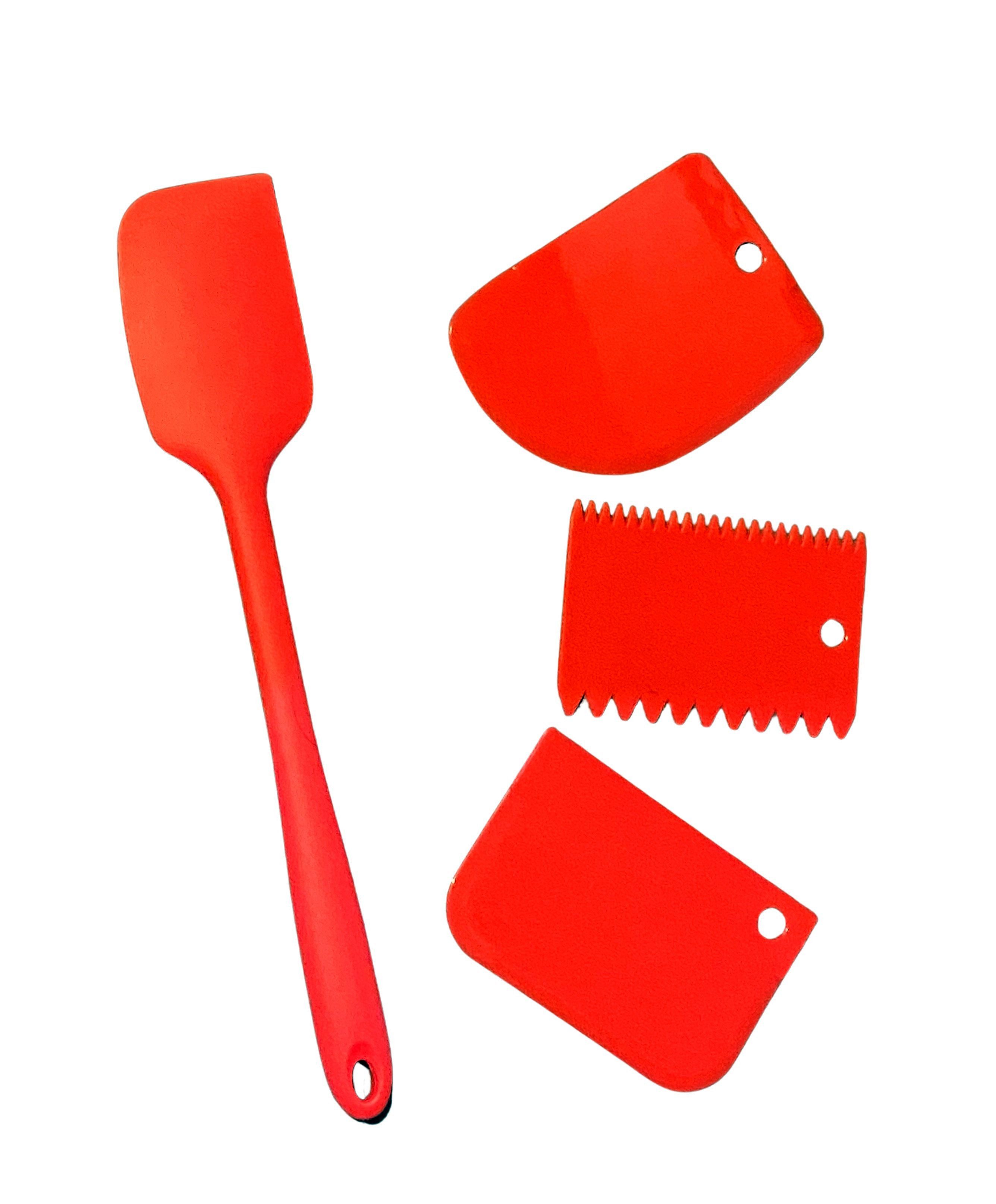 HI Teigschaber 4'er Set Silikon Teigschaber mit Teigspachtel Haushalt International