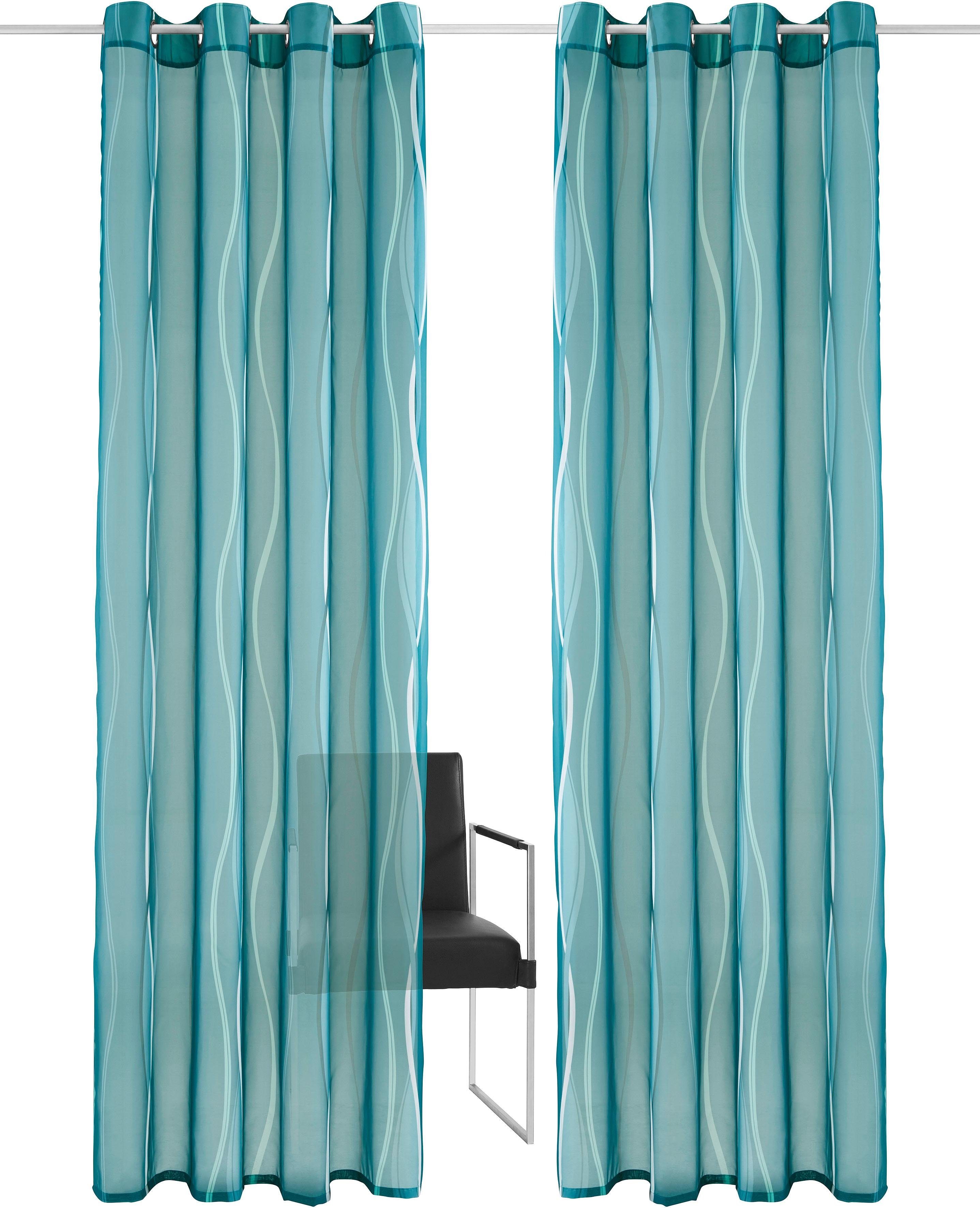 Voile, (2 transparent, my Gardine Voile, petrol Ösen St), 2er-Set, Dimona, Polyester transparent, home,