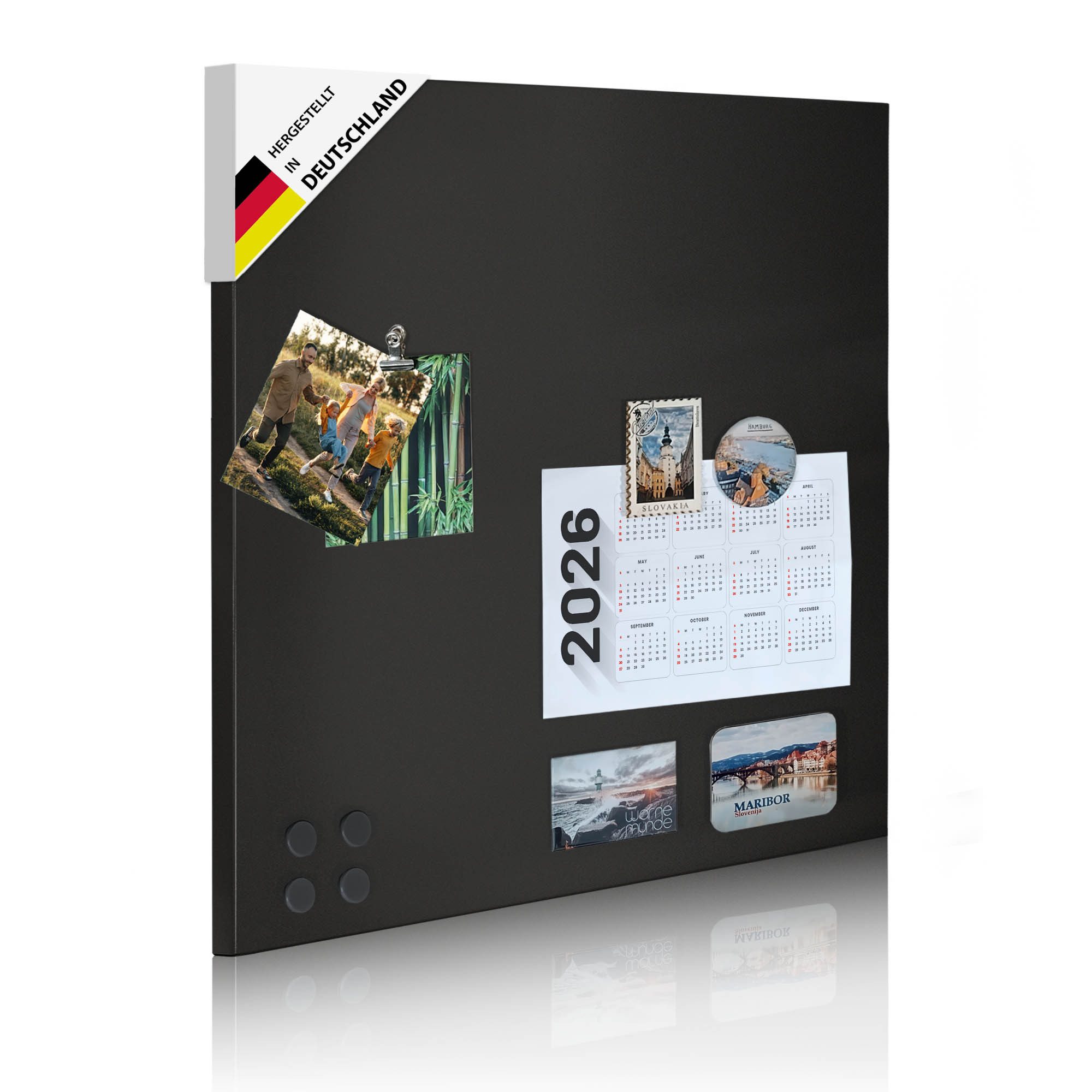 banjado Magnettafel aus Metall 50x50cm in weiß oder schwarz