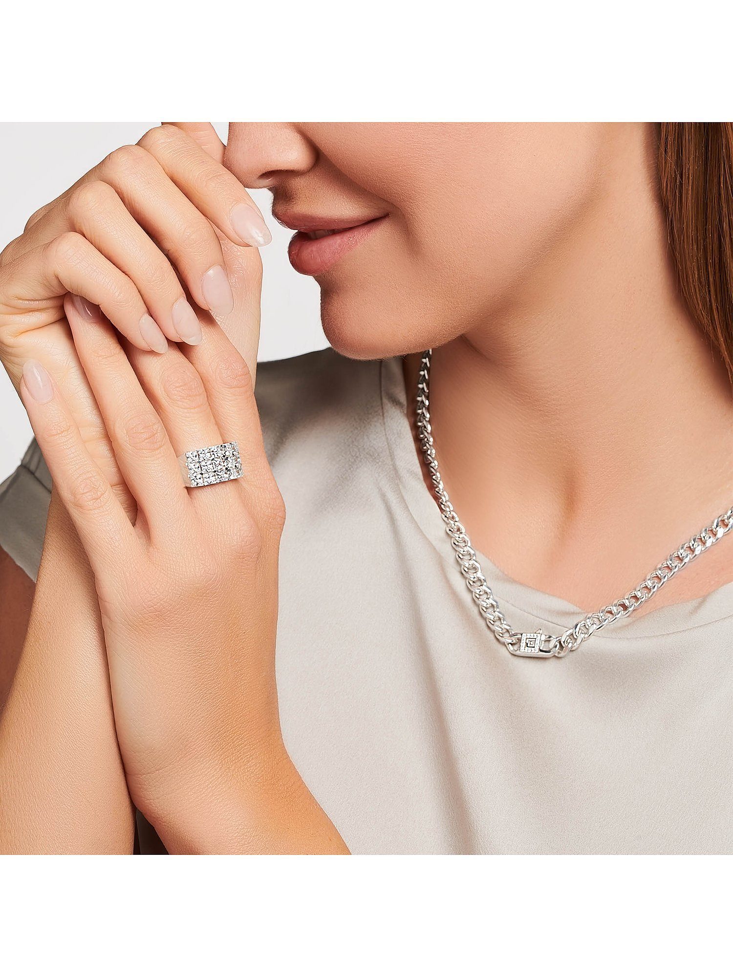 THOMAS SABO Silberkette Thomas Sabo Damen-Kette 925er Silber Zirkonia, Damenschmuck