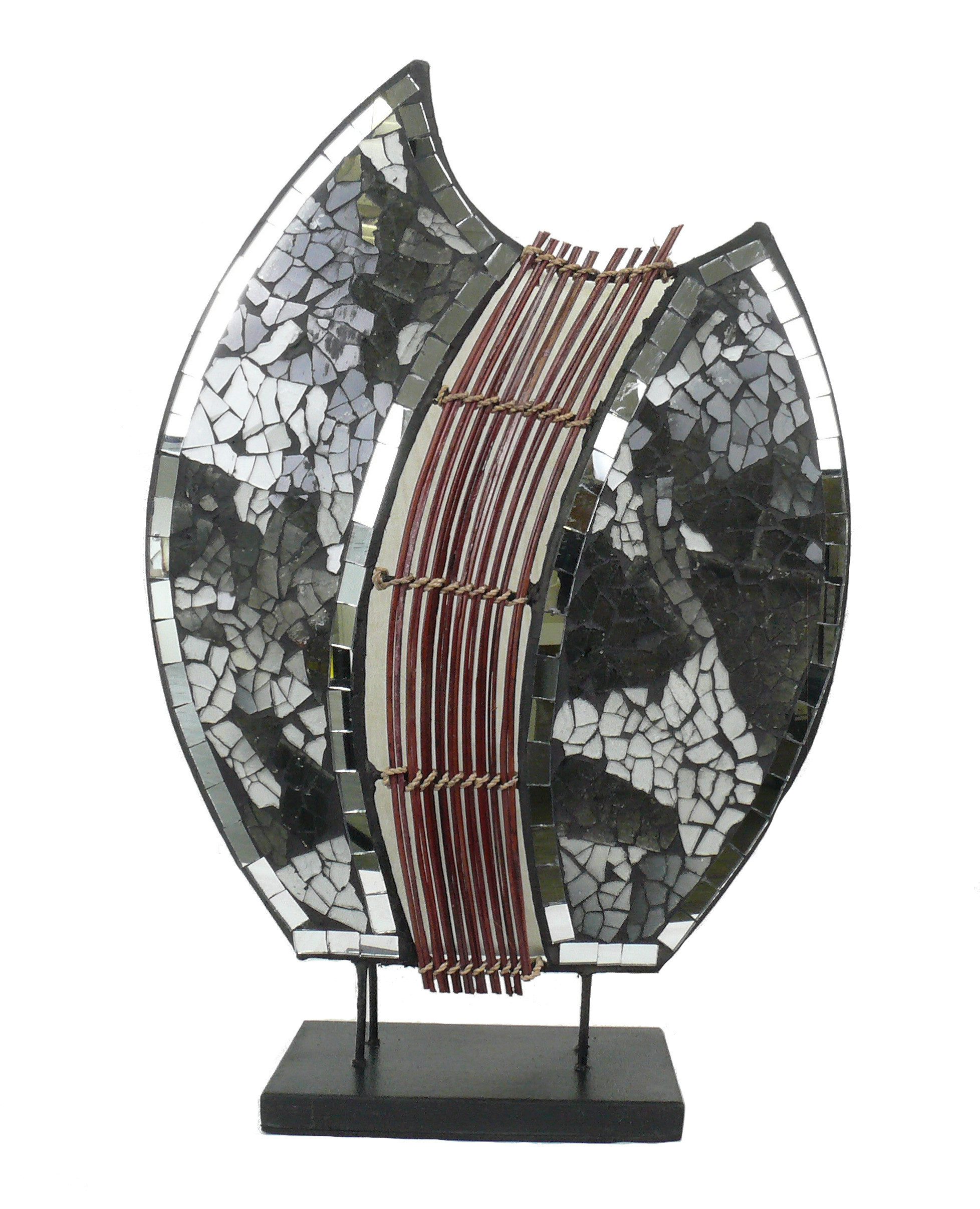 WORU Tischleuchte Tischleuchte Pia oval Glasmosaik Rispen handgefertigt 30 cm