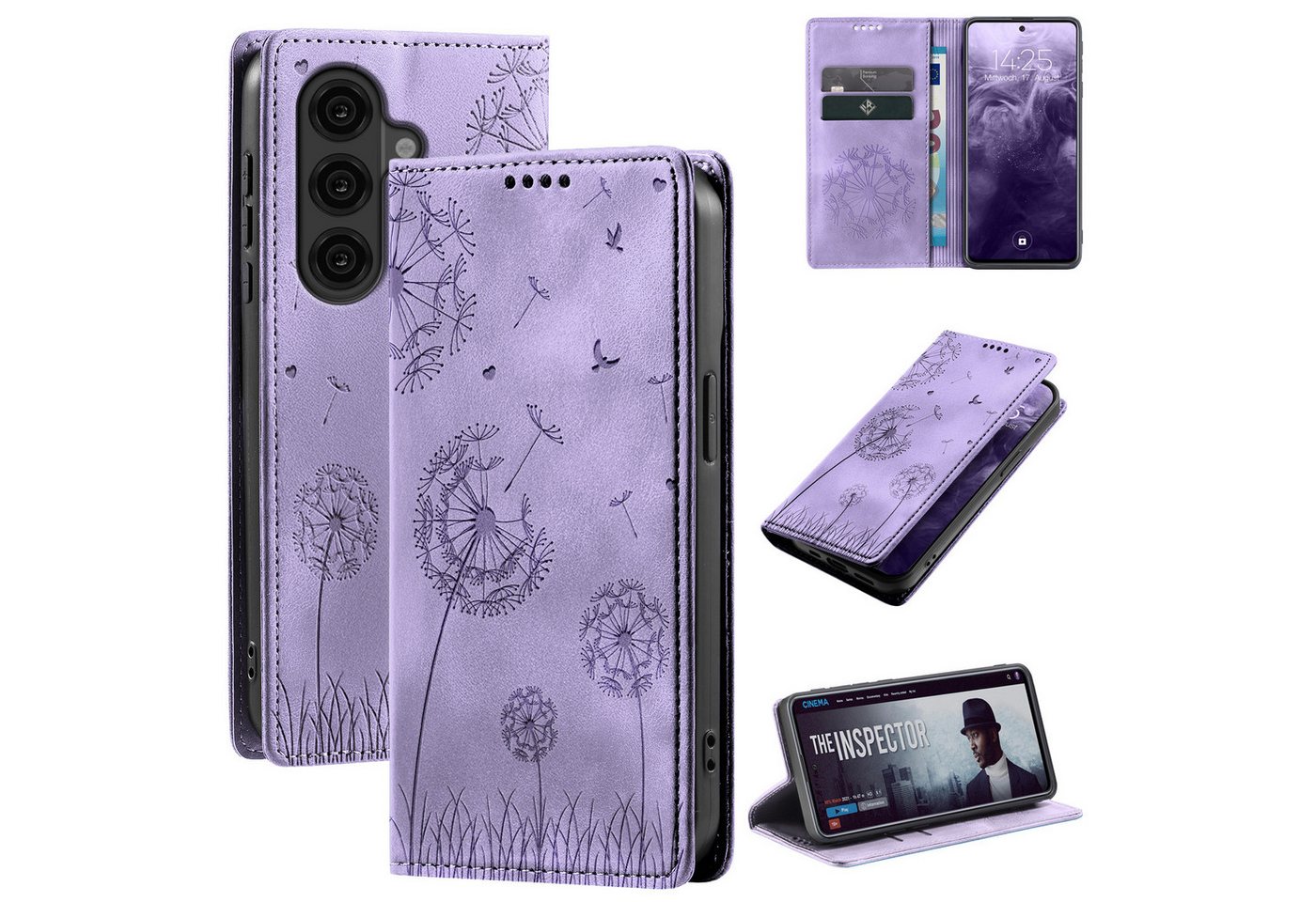 Tec-Expert Handyhülle Handy Hülle Klapphülle für Samsung Galaxy S26, Blumen Pusteblume Case Cover mit Kartenfächern und RFID Schutz