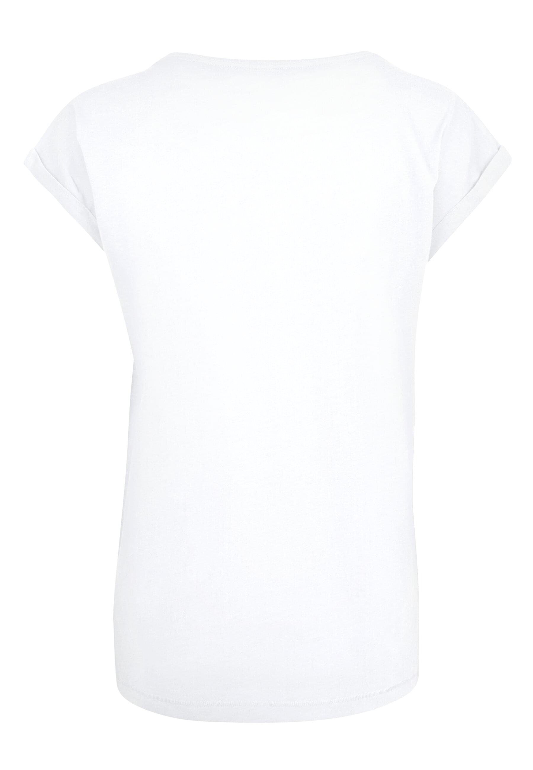 Extended Laides Tee T-Shirt white Damen Wanted Shoulder Merchcode (1-tlg)