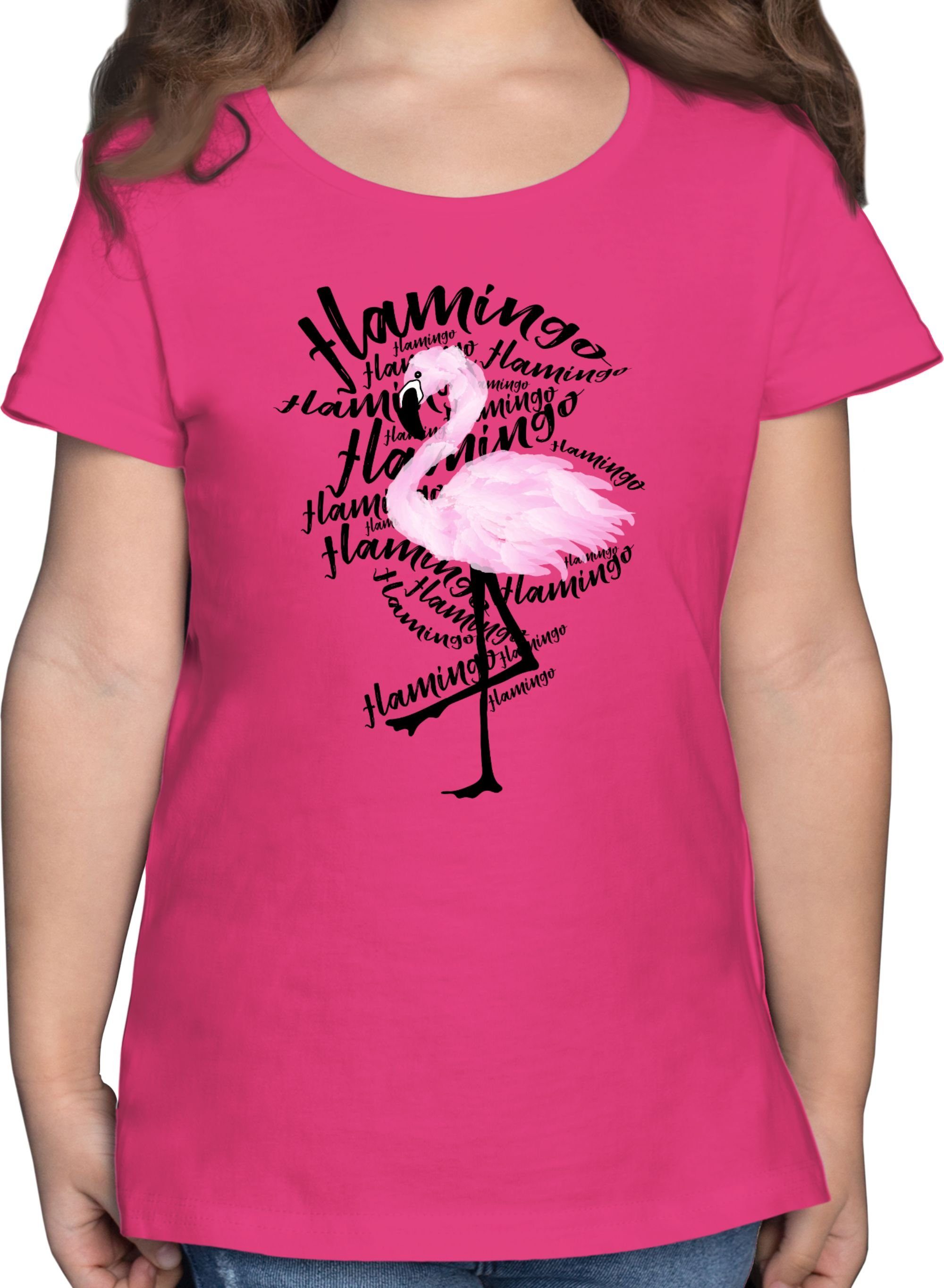 Shirtracer T-Shirt Flamingo Tiermotiv Animal Print 1 Fuchsia