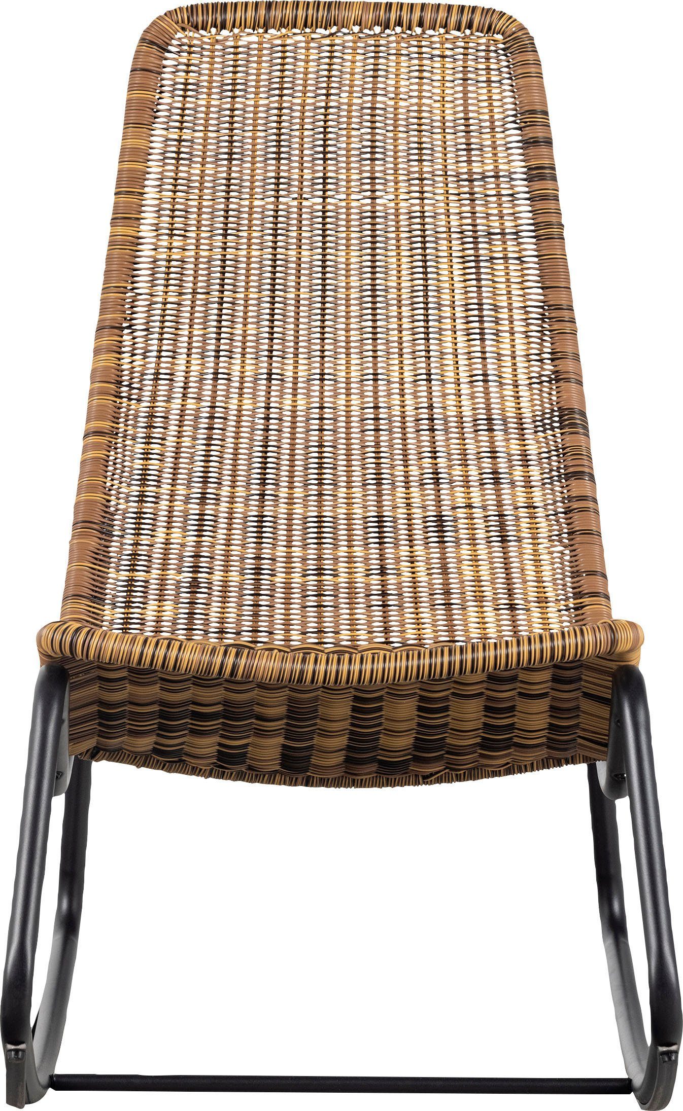 WOOOD Gartenstuhl Tom gecoatetes Rattan mit Metallgestell, H 97 x B 51 x T 95 cm (1 St), Verstärkender Querstrebe, Tragkraft 150 kg, einfach zu montierbar