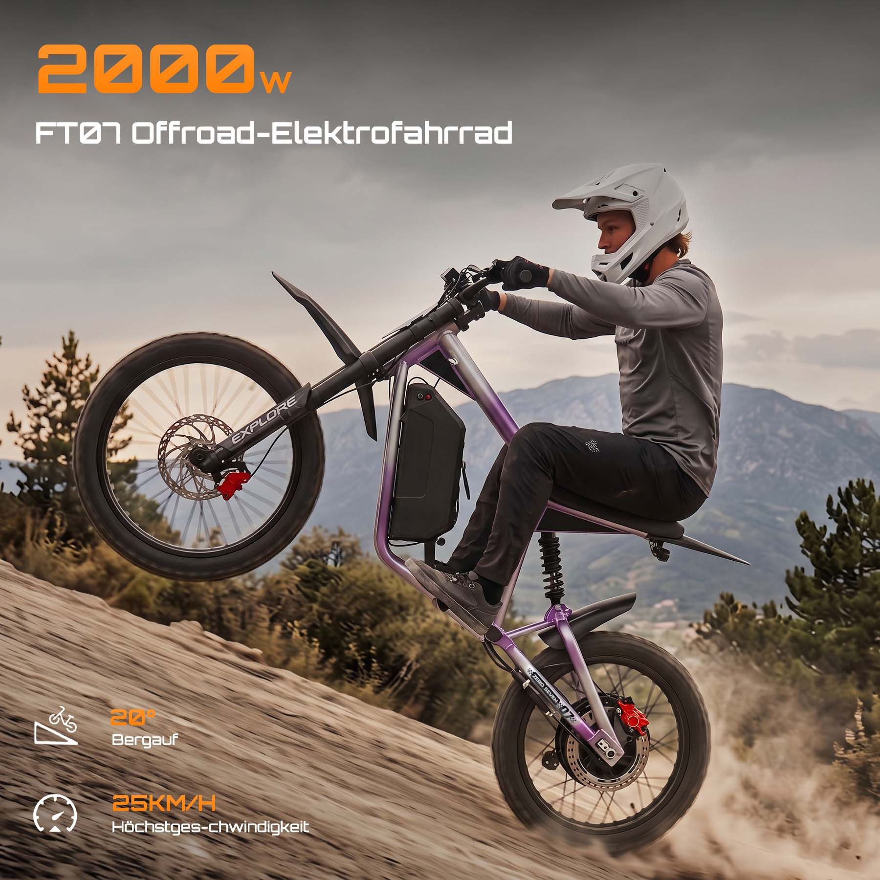 Vankel E-Motorroller FT07 E Scooter mit Sitz Offroad Erwachsene, 2000 W 60 V 25 Ah, 68 km/h, 68 km/h, Keine Straßenzulassung: ausschließlich auf Privatgelände verwenden
