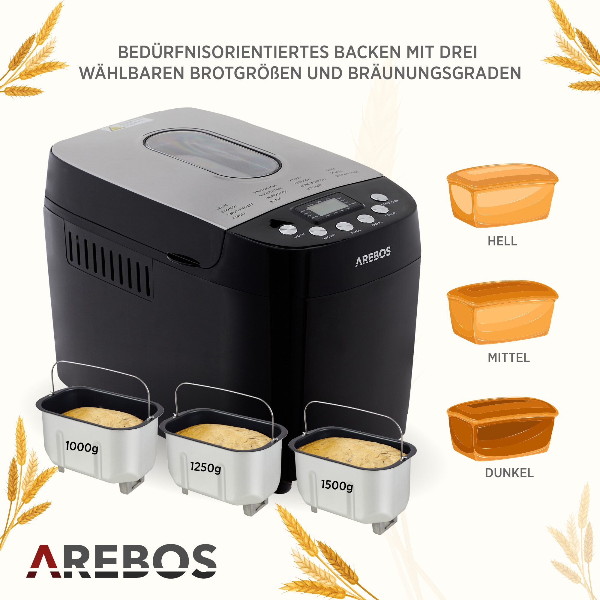 Arebos Brotbackautomat 1500g - Bild 4
