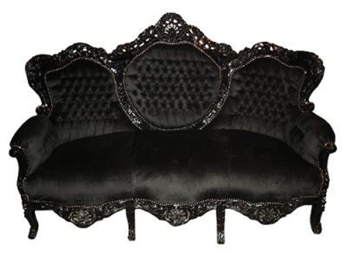 Casa Padrino Sofa Barock Sofa Garnitur King Schwarz / Schwarz