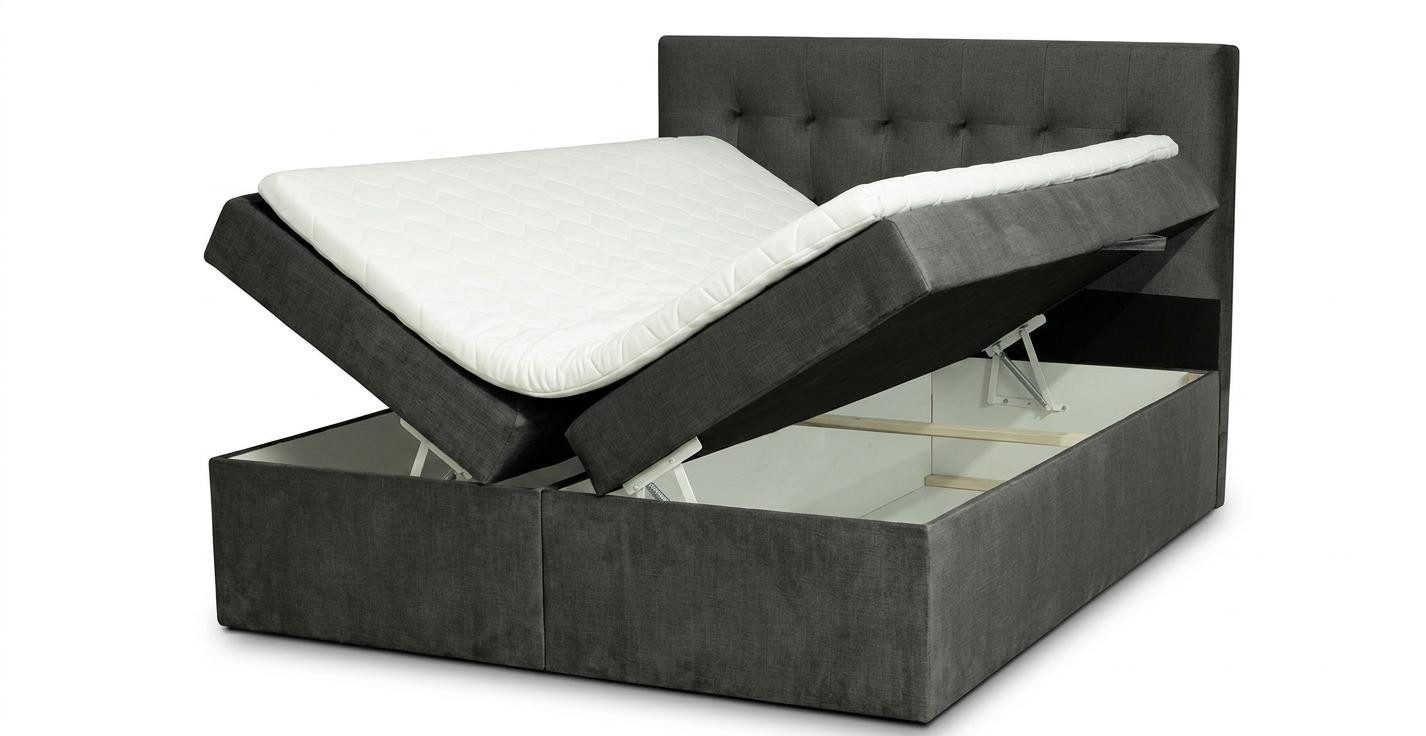 JVmoebel Boxspringbett Großes graues Boxspringbett 200 x 200 für Schlafzimmer, Made in Europa