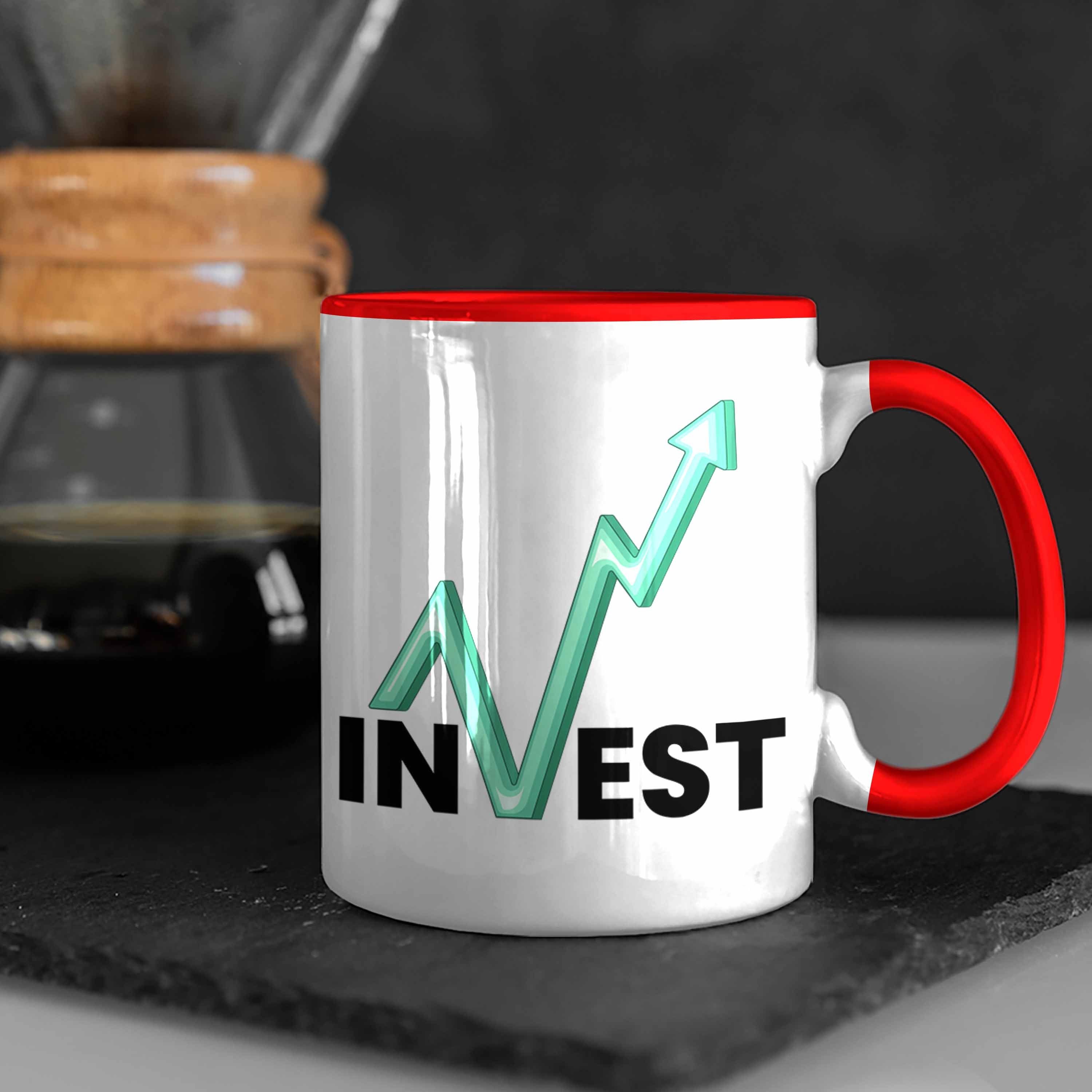 Investment Geschenk für "Invest" Tasse Trendation Trader Tasse Rot Börsenfans und Li Aktien