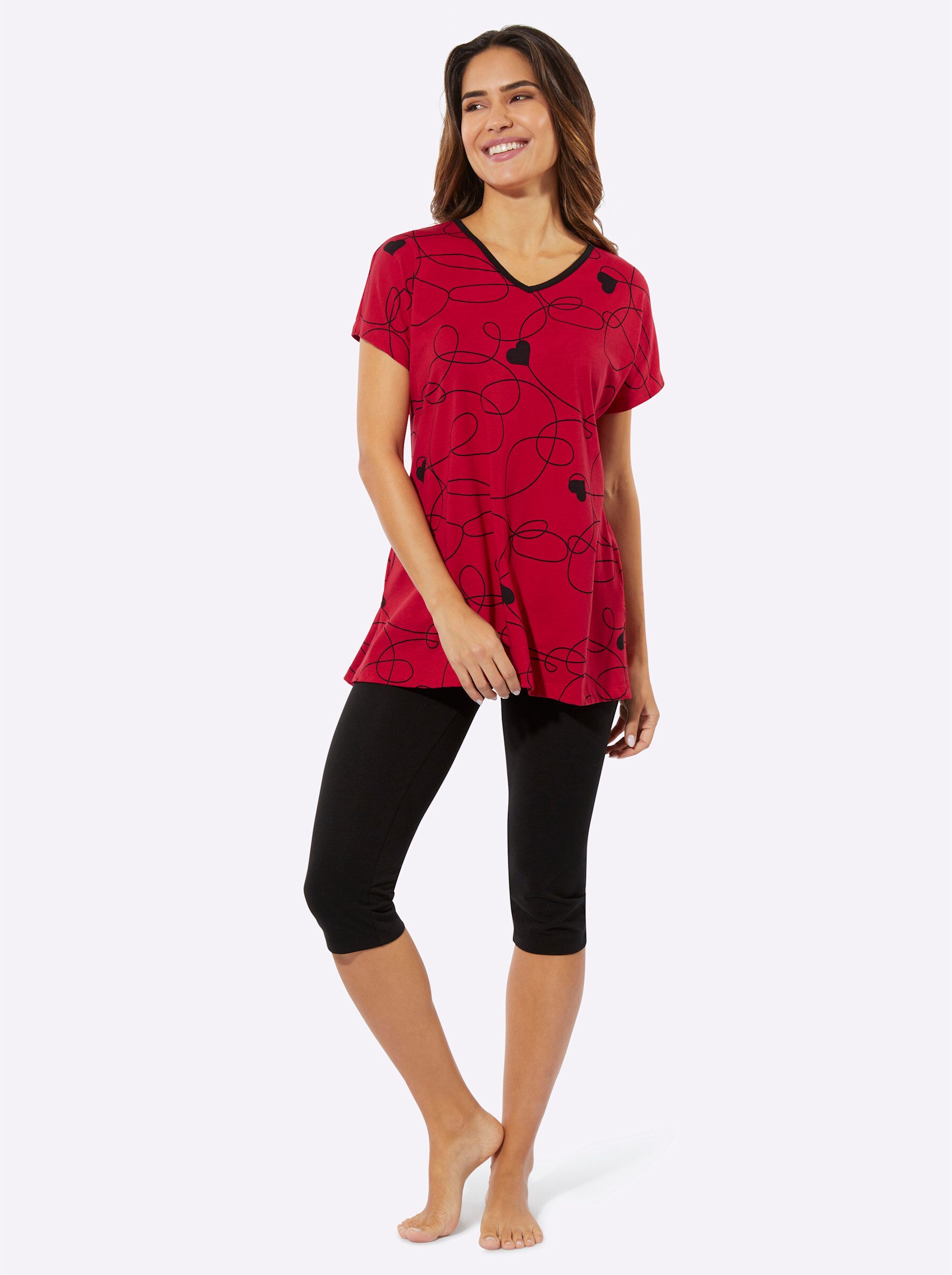 Sieh an! Schlafanzug Capri-Schlafanzug Kurzarm