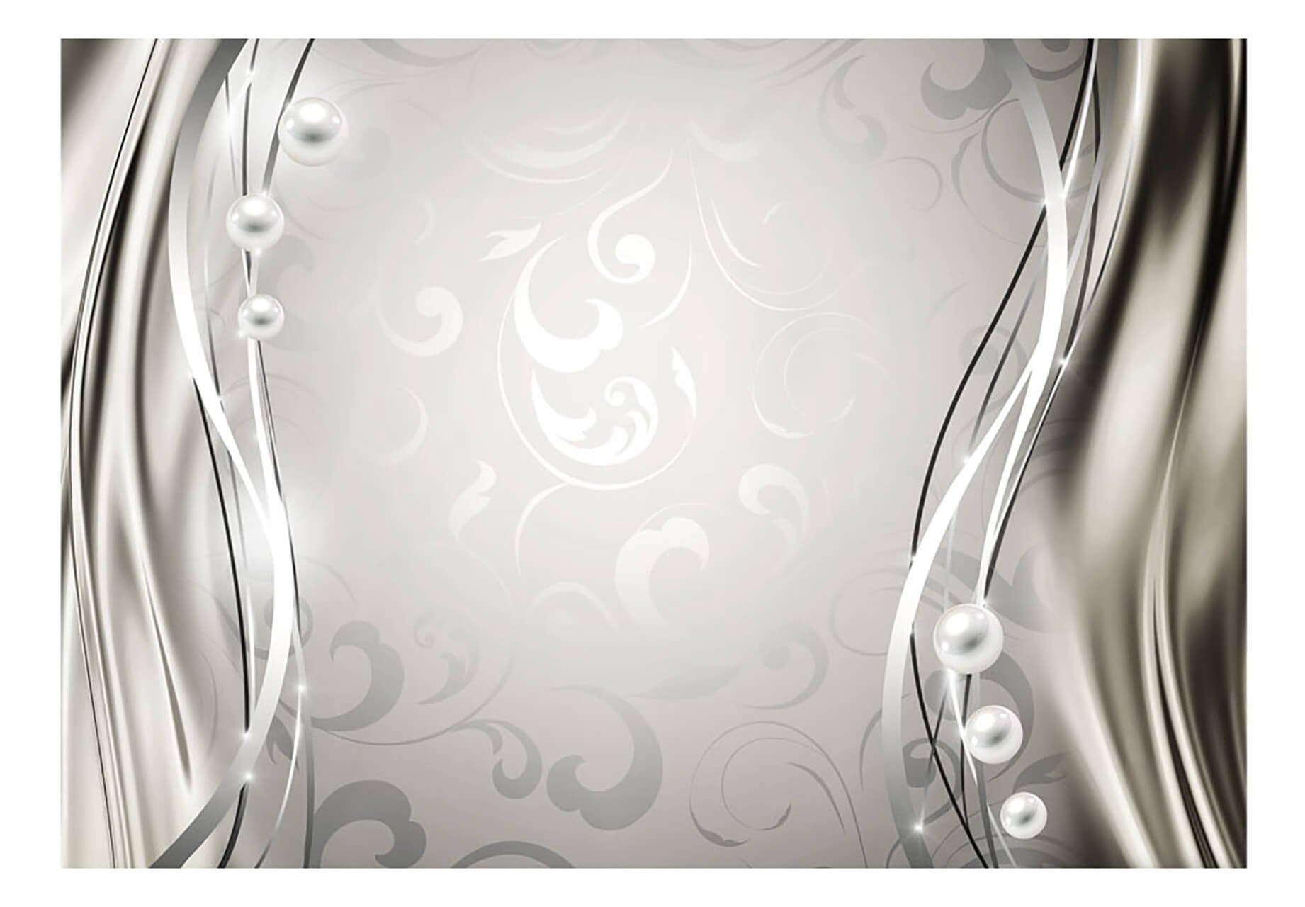 KUNSTLOFT Vliestapete Silver Curtain 3x2.1 m, halb-matt, lichtbeständige Design Tapete