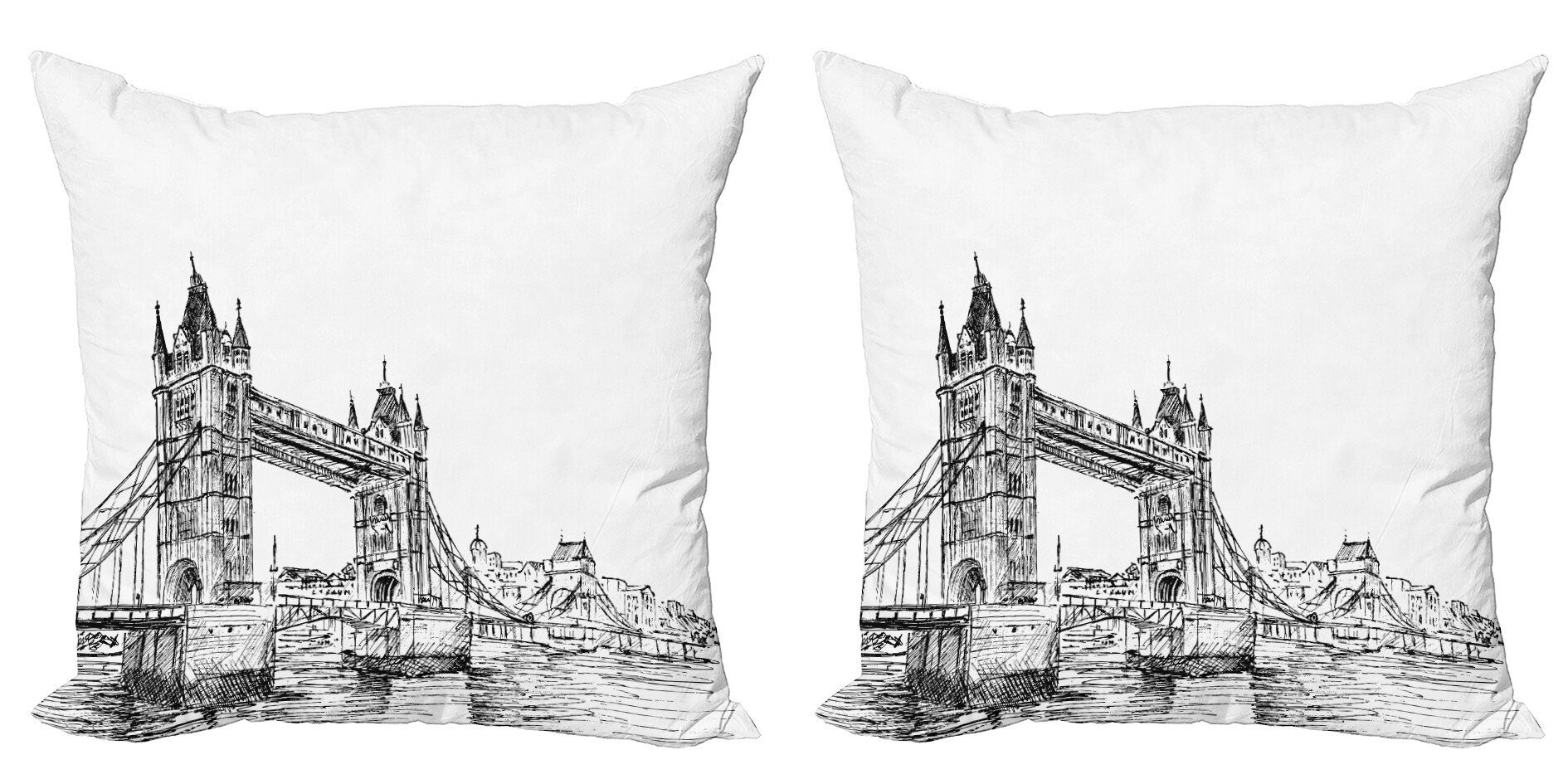 Kissenbezüge Modern Accent Stück), Bridge Landschaft Digitaldruck, (2 Königreich London Tower Doppelseitiger Abakuhaus Vereinigtes