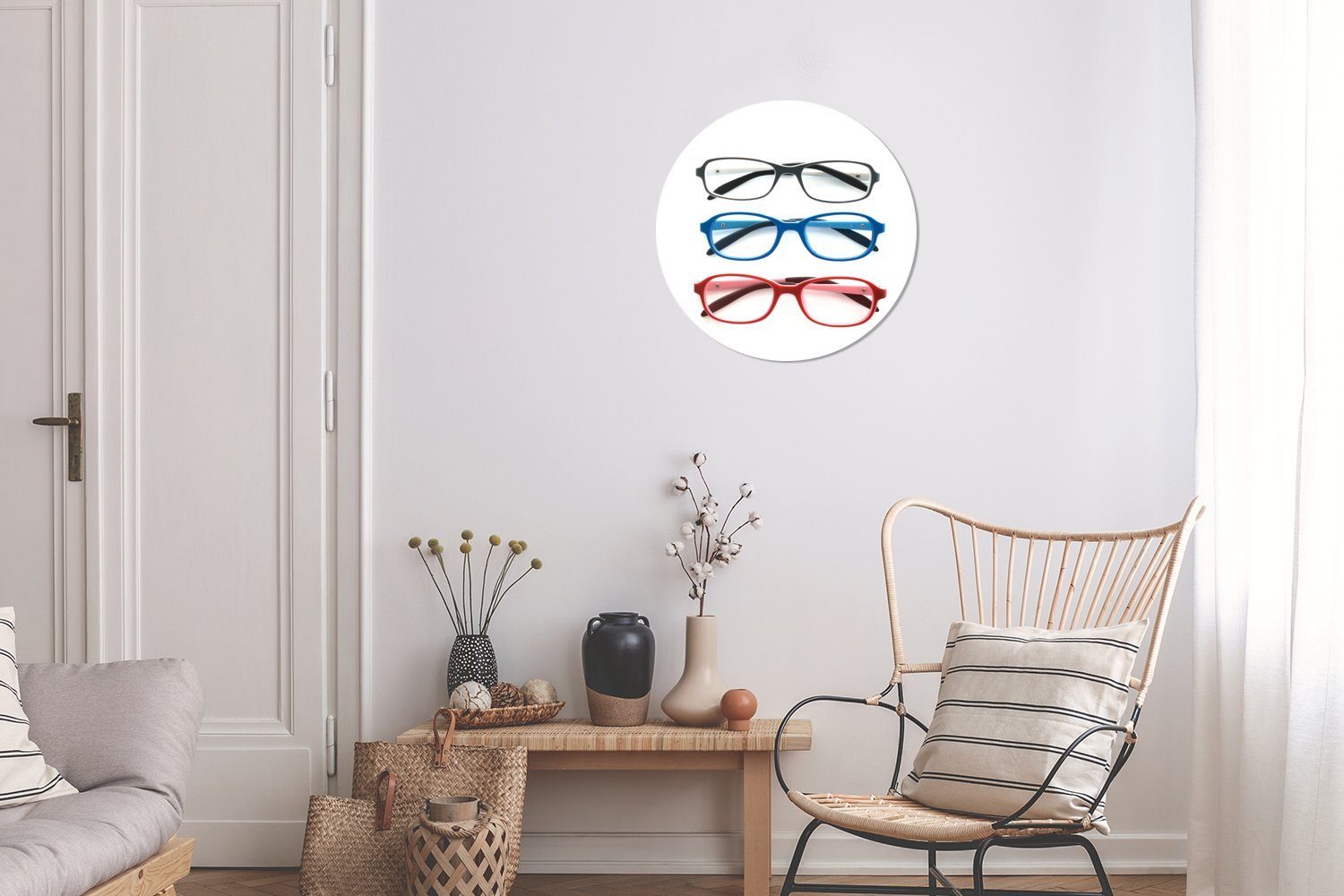 MuchoWow Wandsticker Drei Brillengestelle in einer Tapetenkreis Rund, St), Tapetenaufkleber, für (1 Reihe Wohnzimmer Kinderzimmer