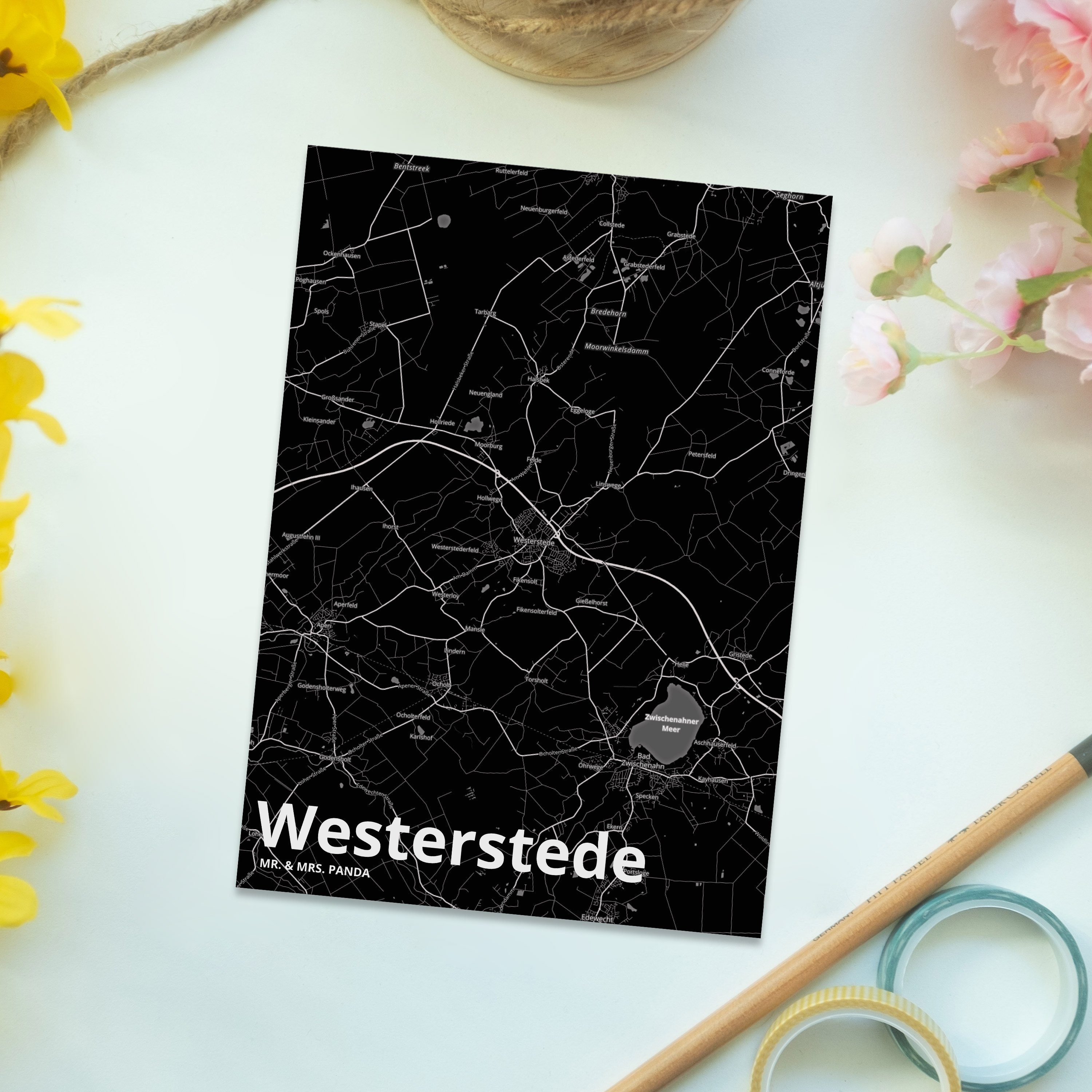Mr. & Panda Geburtstagsk Westerstede Postkarte Städte, - Grußkarte, Karte, Mrs. Stadt, Geschenk