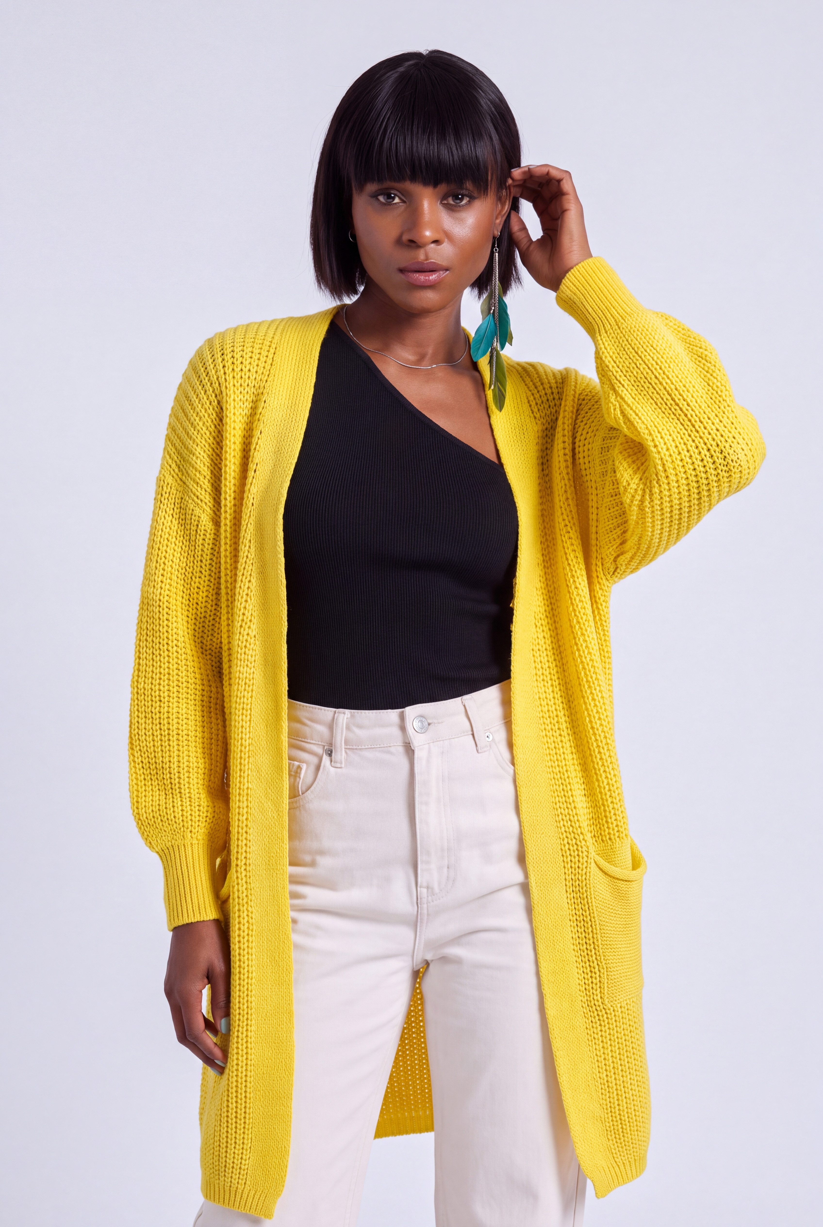 YC Fashion & Style Cardigan Offene Damen Strickjacke aus Grobstrick mit Taschen – One Size 34–46 in Unifarbe