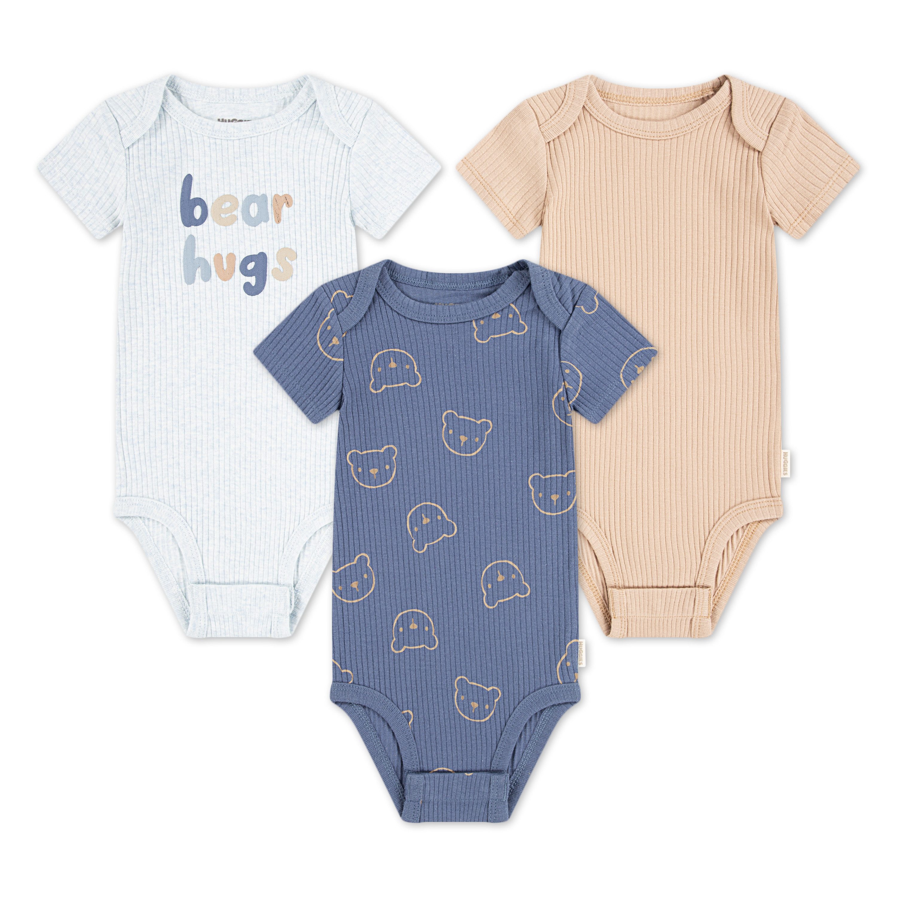 HUGGIES babywear Kurzarmbody HUGB 3PK BODYSUIT (Packung, 3-tlg) aus softer, gerippter Struktur