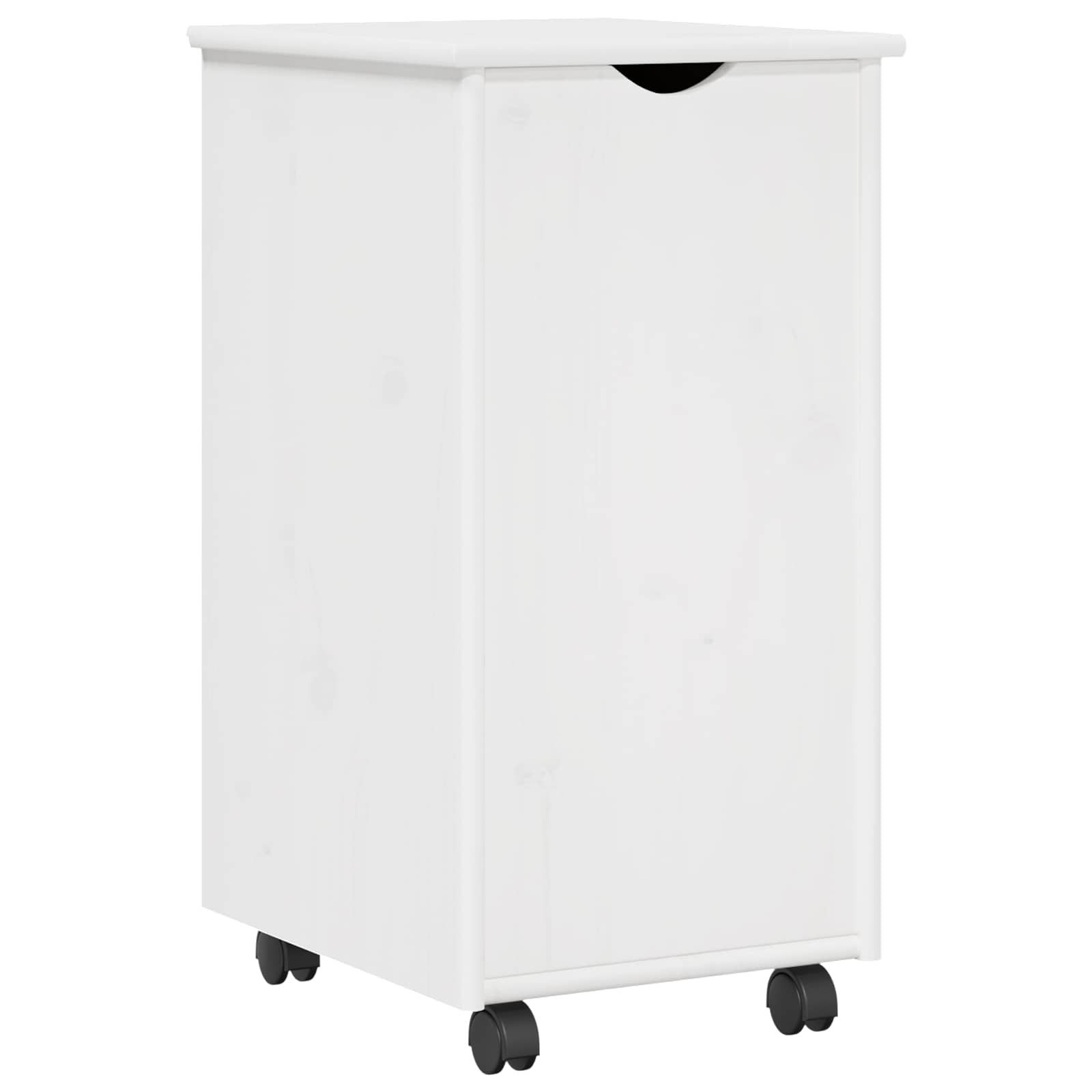 vidaXL Schranksystem Rollschrank Mit Rad Weiß 34 x 39 x 65,5 cm Massivholz Kiefer (1-St)