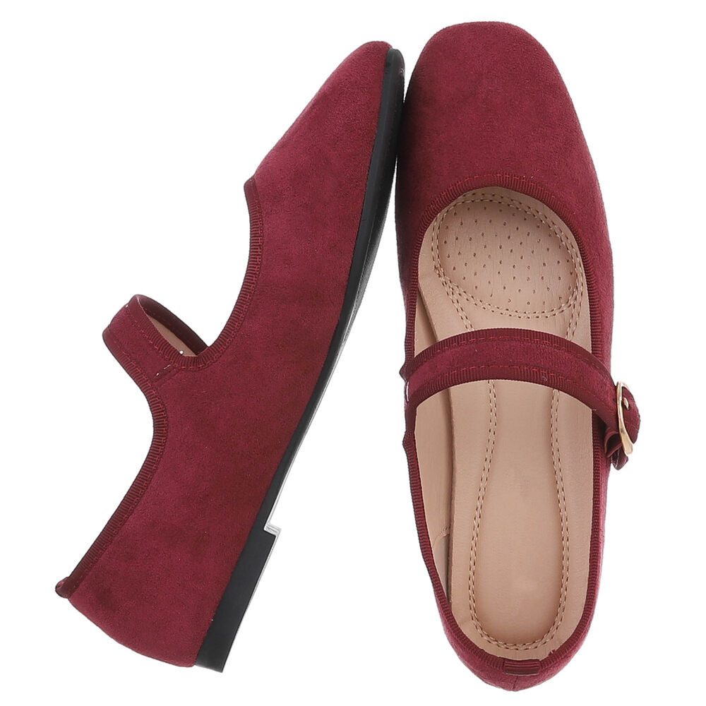 Ital-Design Elegante Flats mit Riemen für Damen – ideal für Alltag Schnürpumps (91554671) Blockabsatz Riemchenballerinas in Weinrot