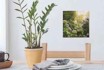 OneMillionCanvasses® Leinwandbild Gelbe Hortensien im Garten, (1 St), Leinwand Bilder für Wohnzimmer Schlafzimmer