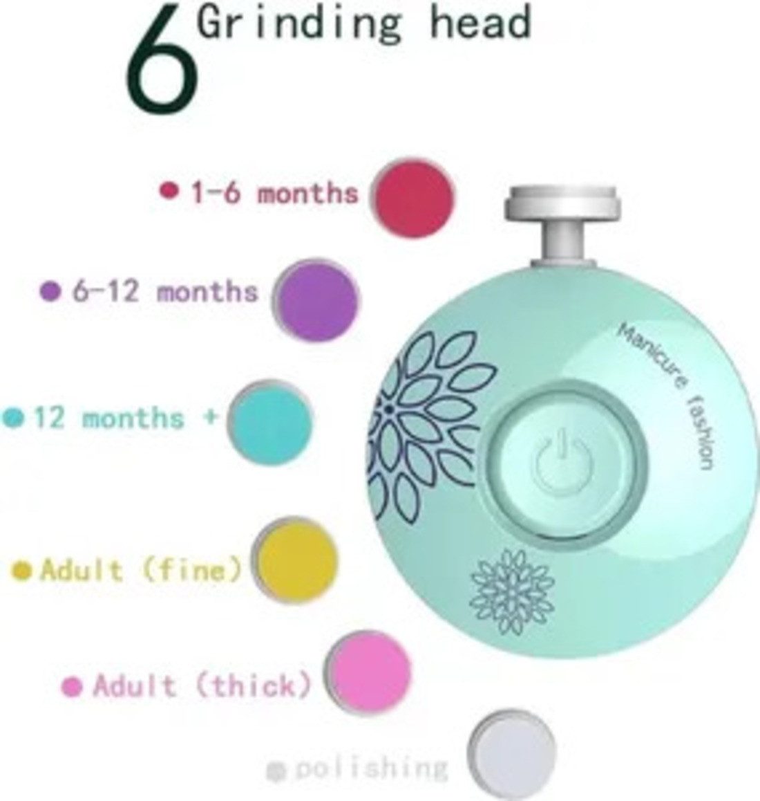 Montegoni Nagelknipser-Set Baby-Nagelschleifer, Elektrische Nagelfeile mit 6 Schleif kopf Ersatz, Pediküreset Elektrisch für Säuglinge,Kleinkinde und Erwachsene