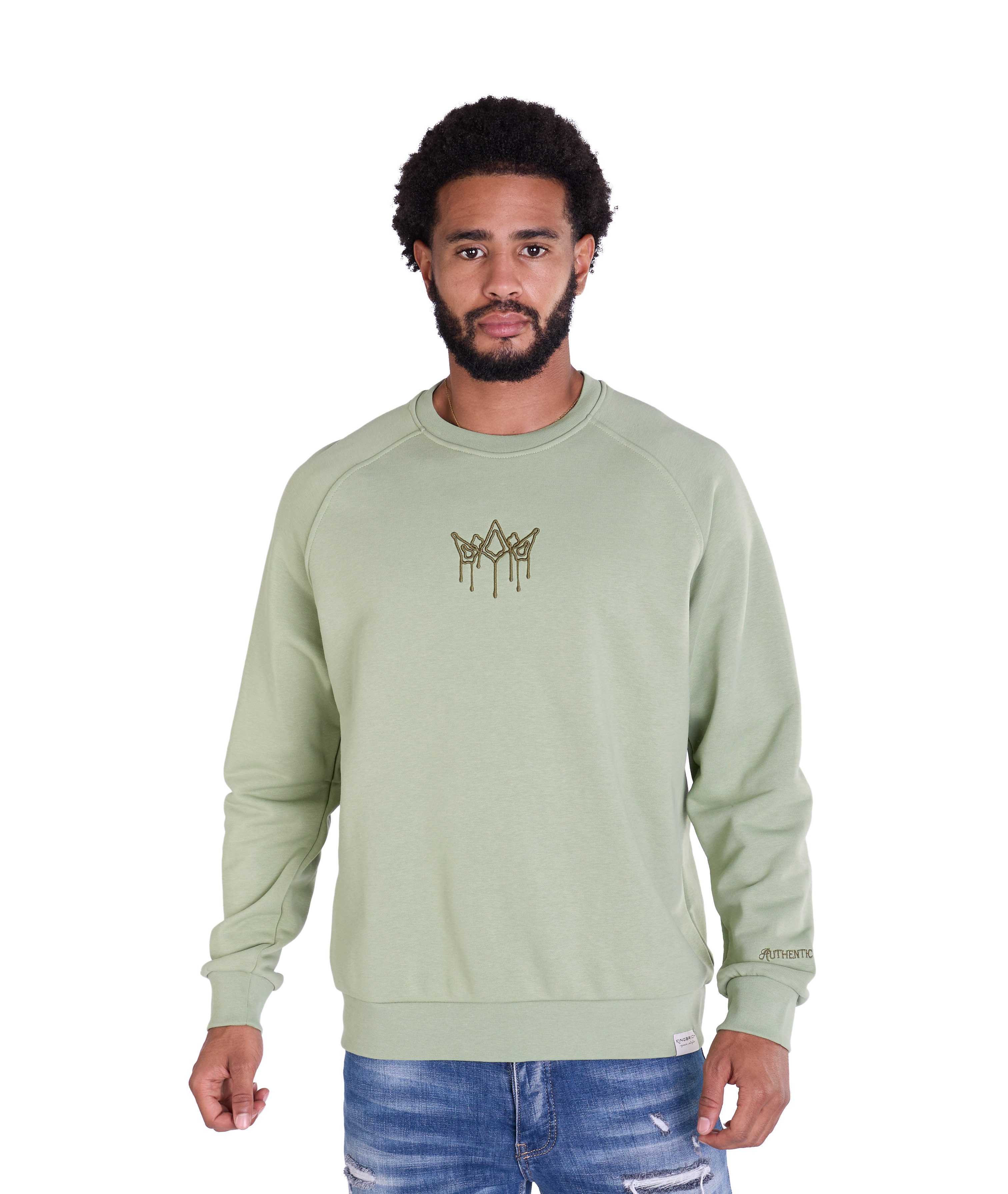 Denim Distriqt Sweatshirt mit feiner Logo Bestickung günstig online kaufen