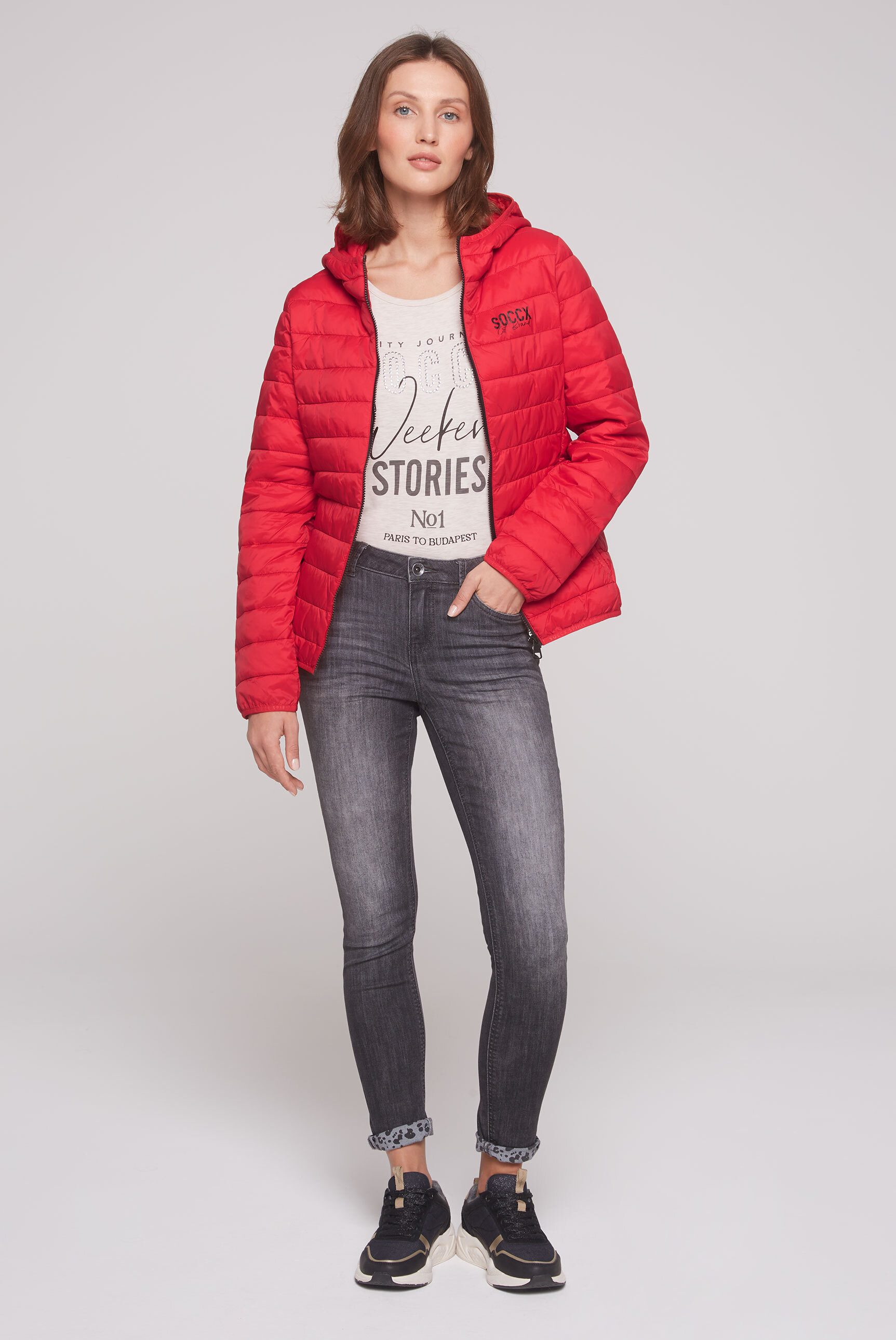 SOCCX Outdoorjacke mit elastischem Saumabschluss