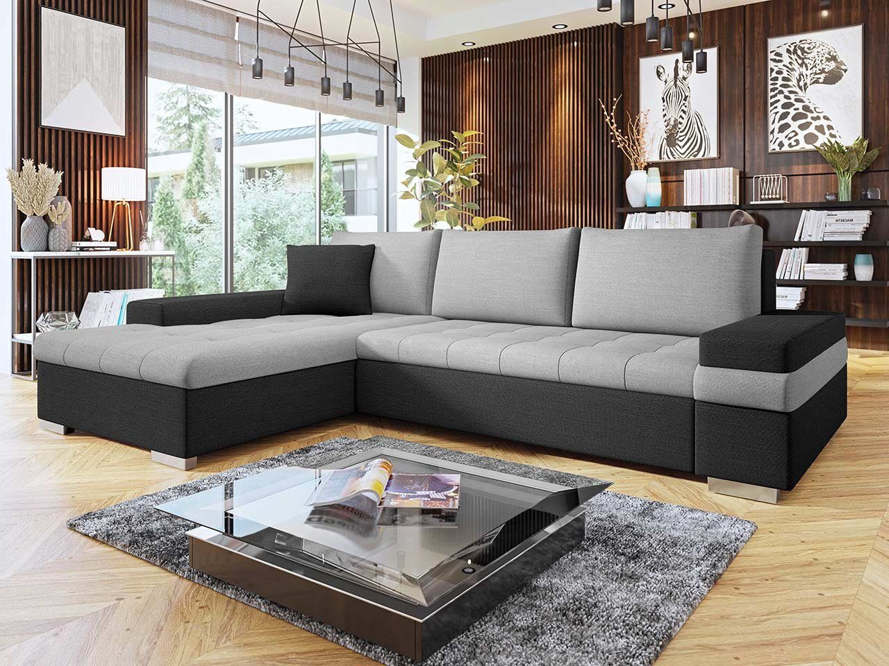 mane Wohnzimmer, und Premium, Couch Bangkok Mini Schlaffunktion L-Form, Universal mit Bettkasten, Ecksofa MIRJAN24