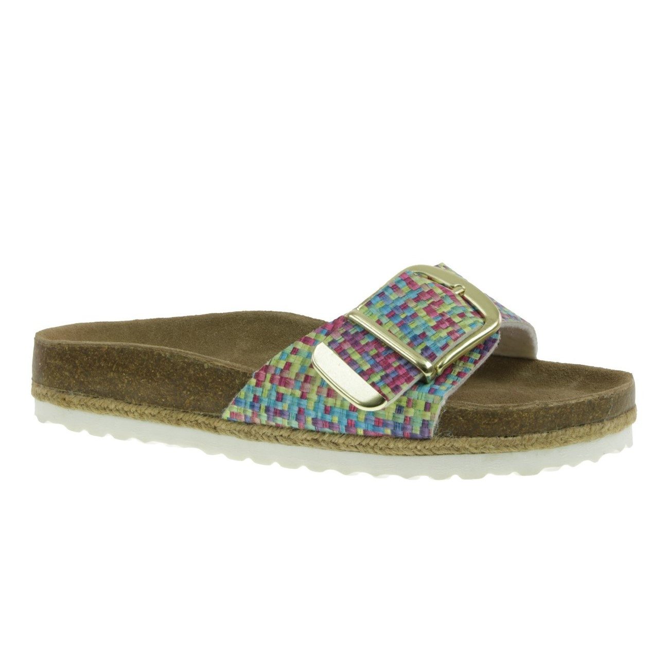 piece of mind. Piece of Mind Damen Pantolette bunte Flechtoptik Pantolette