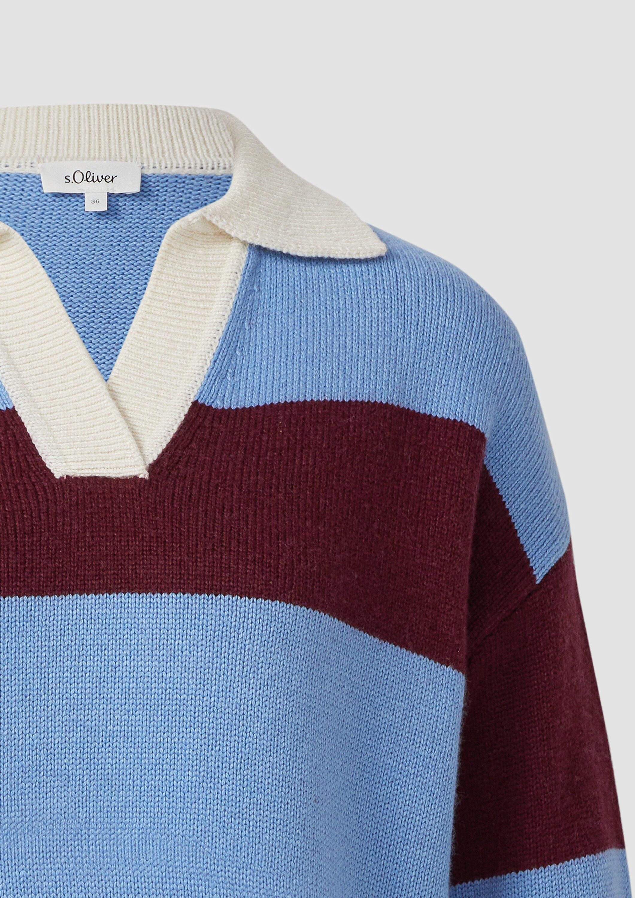 s.Oliver Longpullover Strickpullover Strickpullover aus Viskosemix mit Kragen