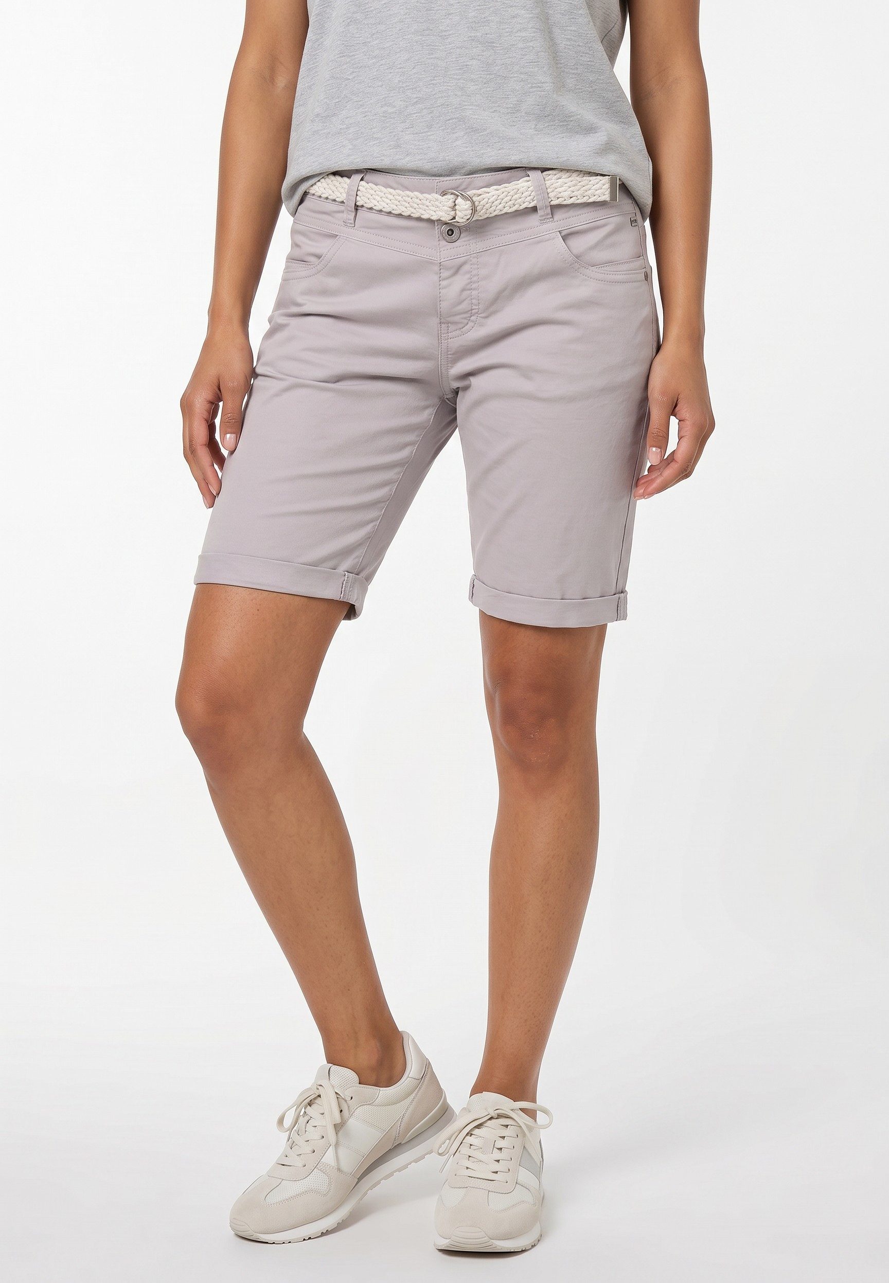 SUBLEVEL Bermudas Damen Shorts mit Gürtel Stretchshorts, schmaler Flechtgürtel