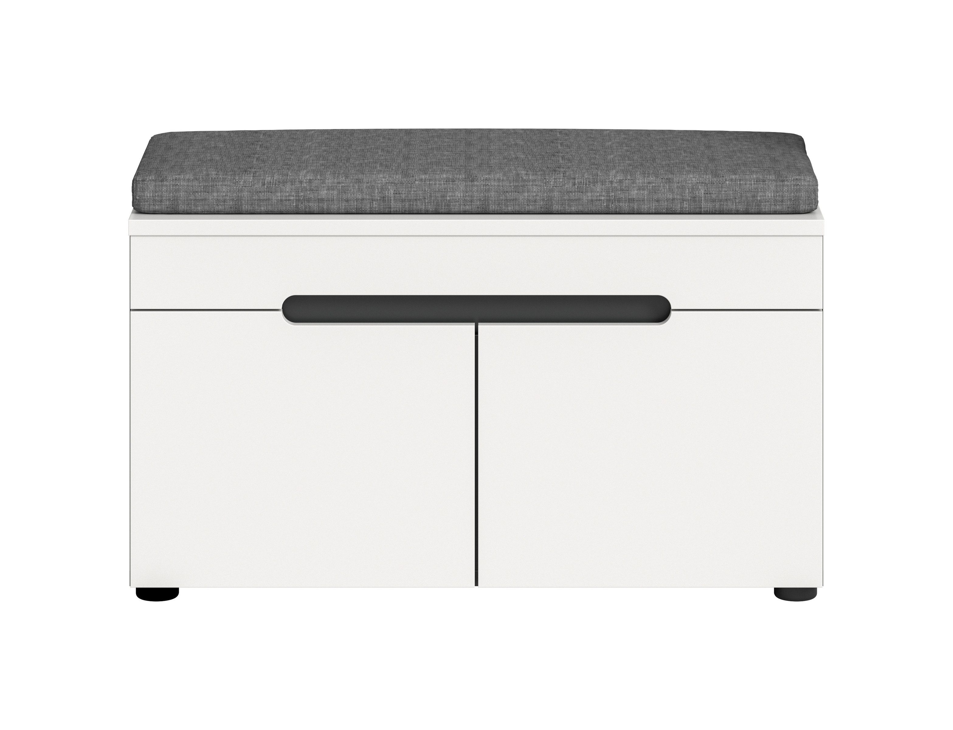 freiraum Sitzbank Canu, in Basalt Grau / Weiß - 80x45x37cm (BxHxT)