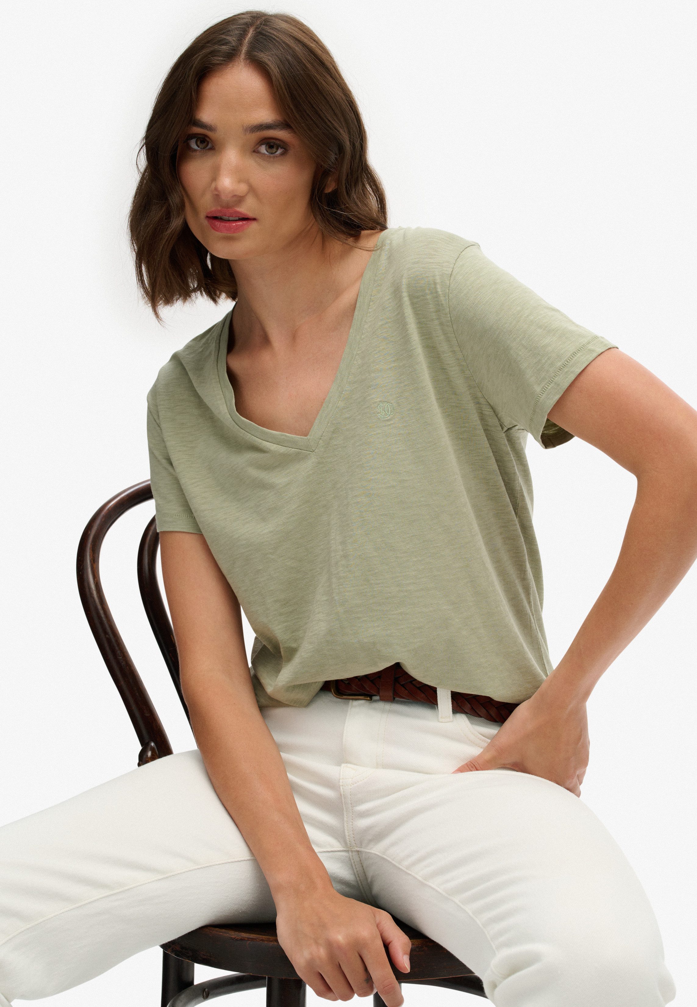 Superdry T-Shirt STUDIOS SLUB EMB VEE günstig online kaufen