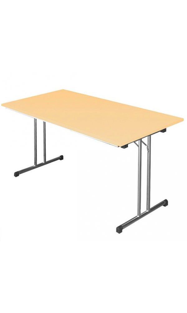 Steelboxx Klapptisch Besprechungstisch Konferenztisch Schreibtisch 180 x 80 cm (Komplett-Set, 1-St), Die Tische werden komplett montiert geliefert. Gestell: Verchromt Tischplatte: Ahorn-Dekor