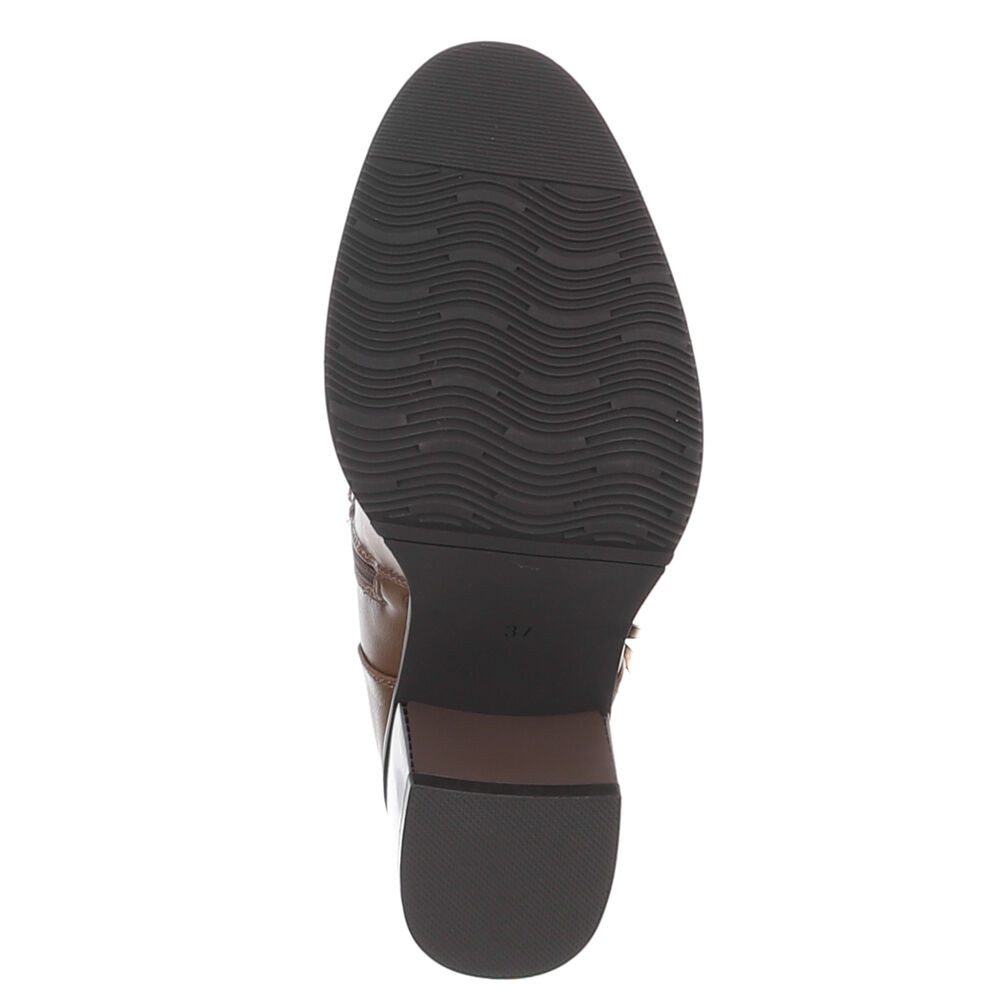 Ital-Design Elegante Damenstiefel mit Blockabsatz und Gürtel-Detail Stiefel (90169282) Blockabsatz Stiefel in Camel