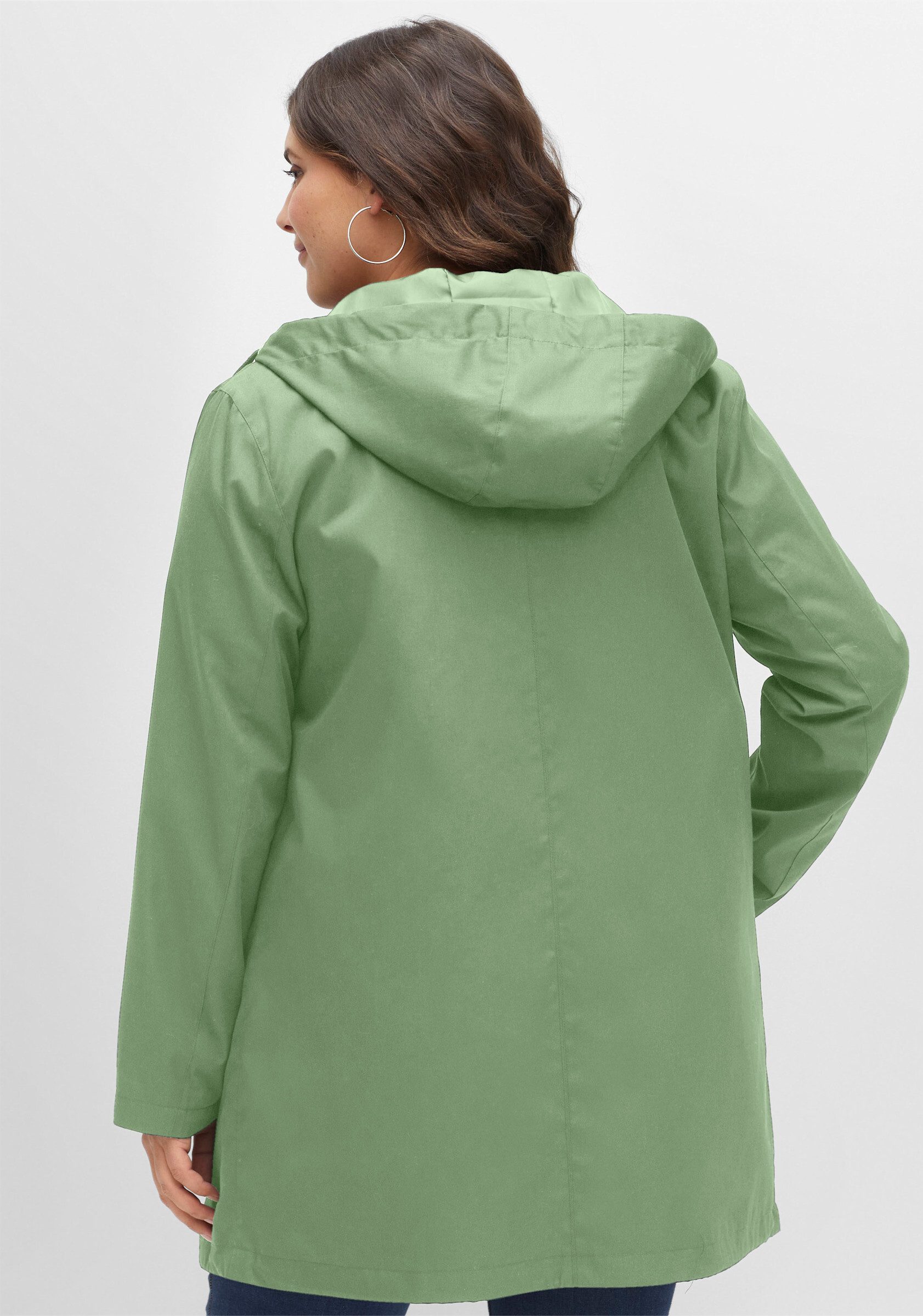 Sheego Allwetterjacke Outdoorjacke Langarm in A-Linie, mit Kapuze und Tunnelzug
