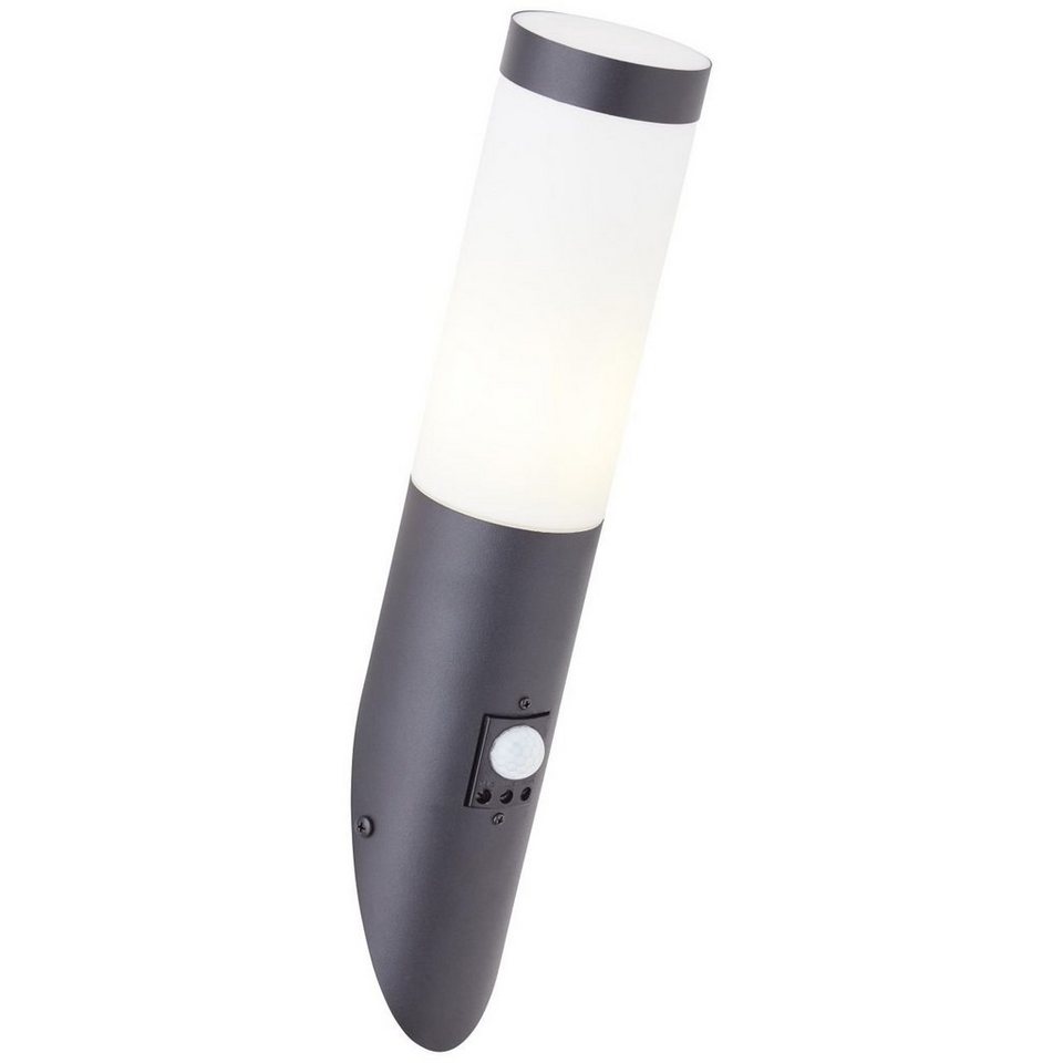 Brilliant LED Außen-Wandleuchte Dody, Dody Außenwandleuchte Bewegungsmelder  schwarz 1x A60, E27, 20W, geei, Gefertigt aus rostfreiem Edelstahl