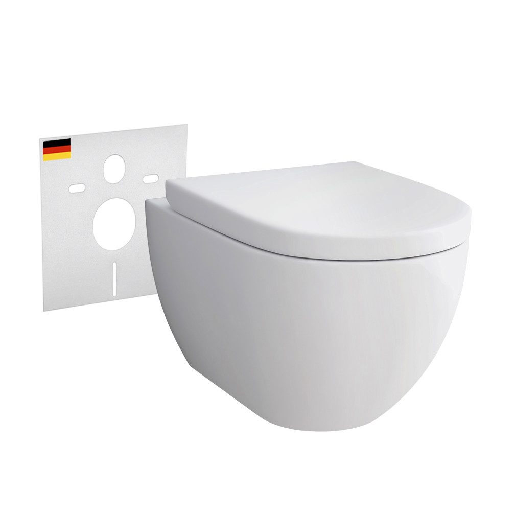 Tiefspül-WC - Wand WC Spülrandlos mit WC Sitz mit Absenkautomatik