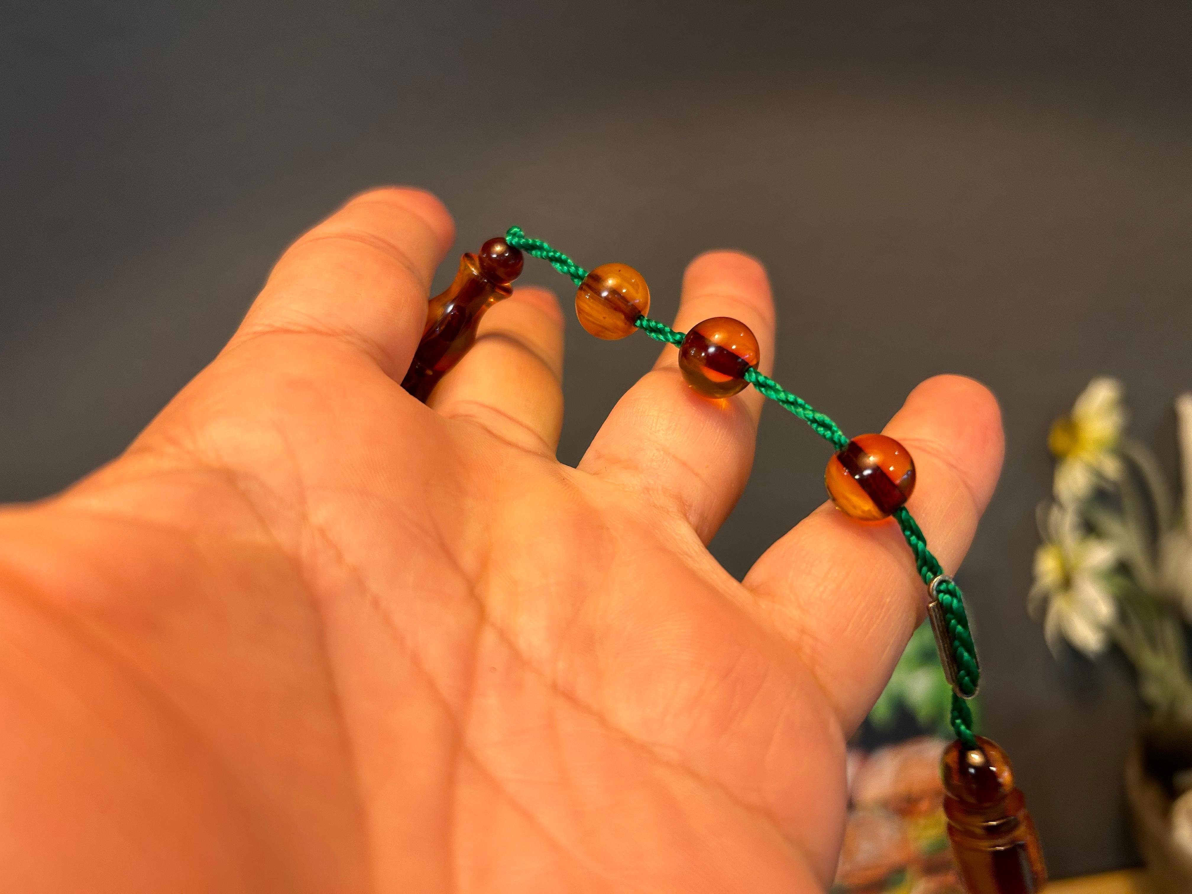 TesbihBid Kettenanhänger Sistemli Tesbih (Gebetskette islamisches Geschenk kuka Tesbih, Misbaha islam, Tasbih Namaz Tasbeeh Amber Sandalous, 33-tlg, Special)
