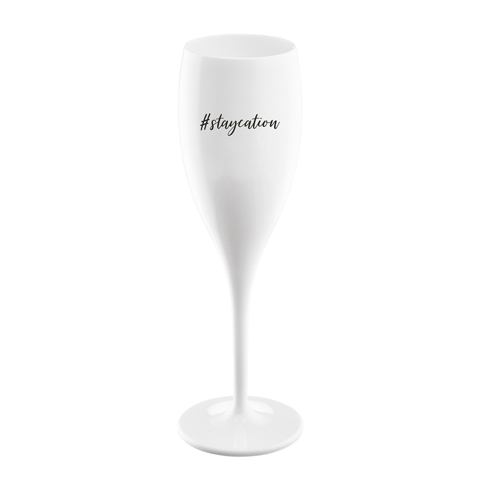 KOZIOL Sektglas Sektglas 100 ml mit Druck CHEERS No. 1 STAYCATION, 1-tlg., Kunststoff, Stielglas aus Kunststoff
