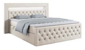 MKS MÖBEL Boxspringbett GOLD9, Doppelbett mit Multipocket-Matratze und Topper - Polsterbett