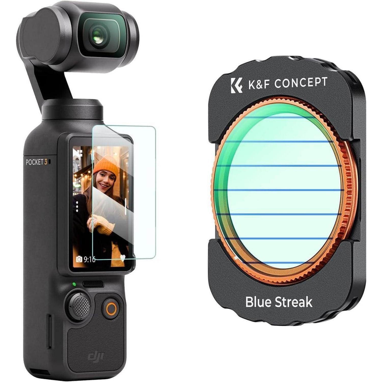 LuxusKollektion Filter magnetisch Osmo Pocket 3 Zubehör Aluminiumrahmen Blue Streak Effektfilter