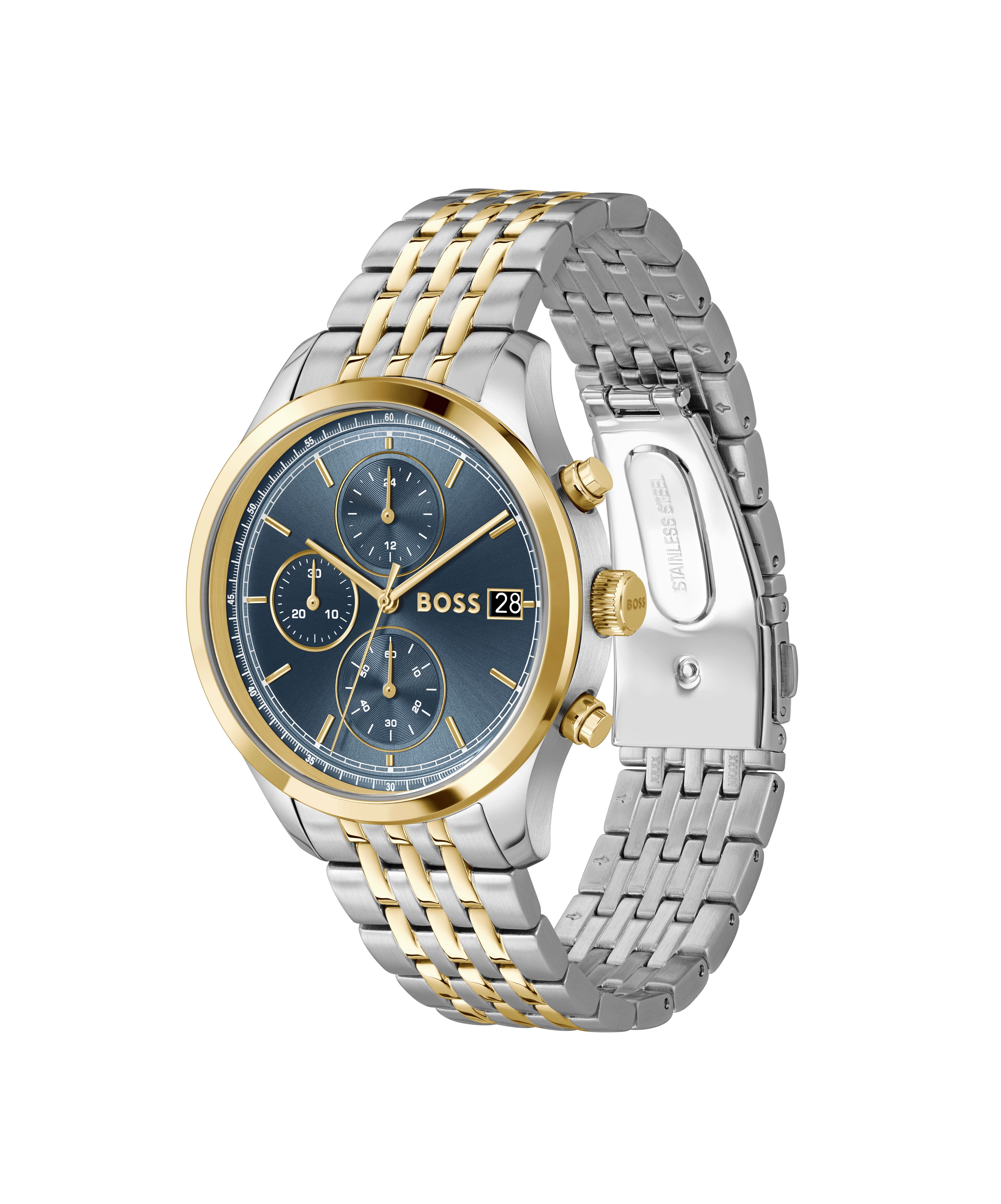 BOSS Chronograph STRATUS 1514329, Quarzuhr, Armbanduhr, Herrenuhr, Edelstahlarmband, analog, Tag