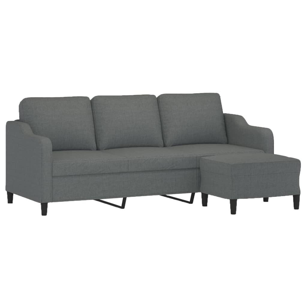 vidaXL Sofa 3-Sitzer-Sofa mit Hocker Dunkelgrau günstig online kaufen