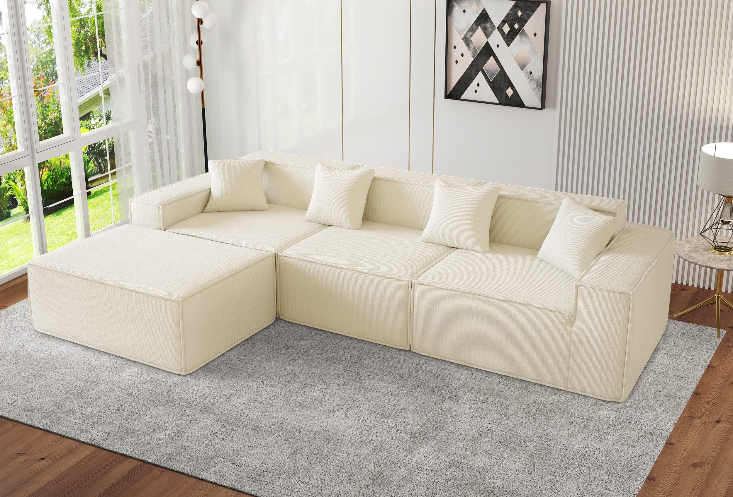 Fanttik Ecksofa Schlafsofa L-Form, inkl. 4 günstig online kaufen