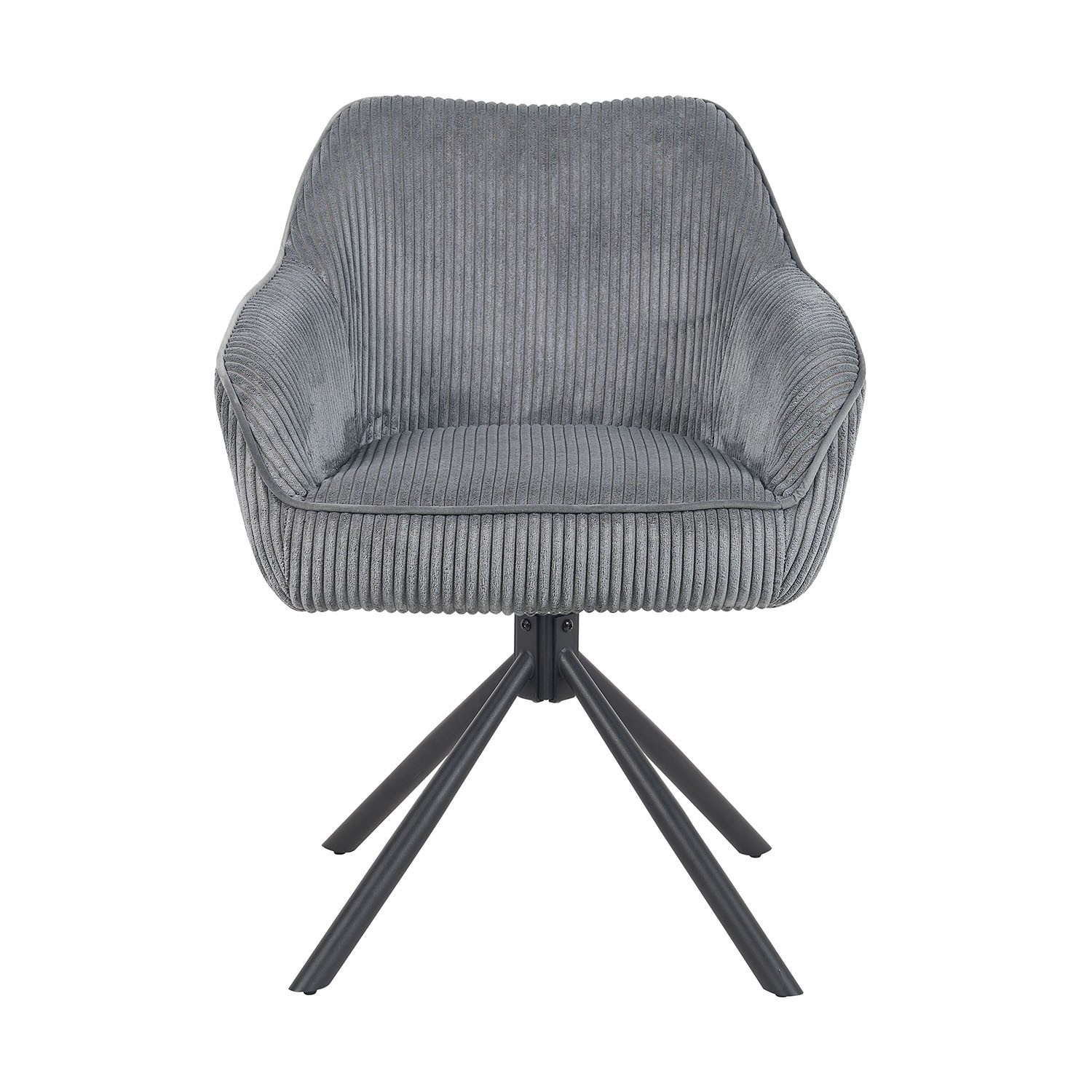 DUBI Möbel Polsterstuhl Mika-Maya, Federkern, pulverbeschichtet, 360° drehbar im 2er-Set