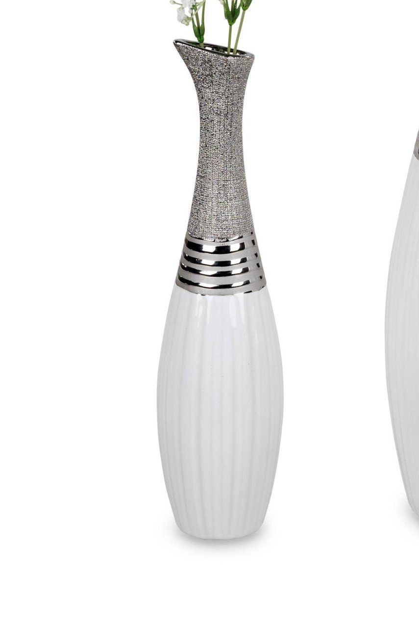 formano Bodenvase White Silver, Silber H:40cm D:10cm Keramik