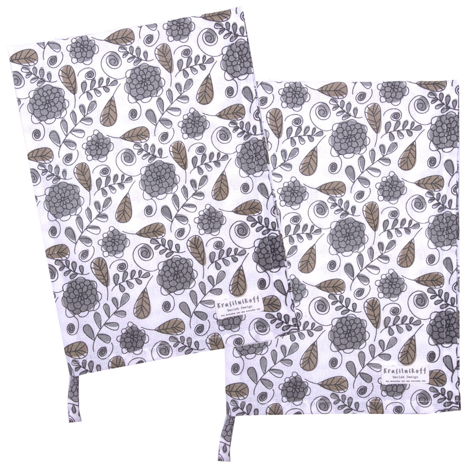 Krasilnikoff Geschirrtuch Playful Flowers, (2-tlg., 2-teilig), Geschirrtücher ca.50x70cm Baumwolle